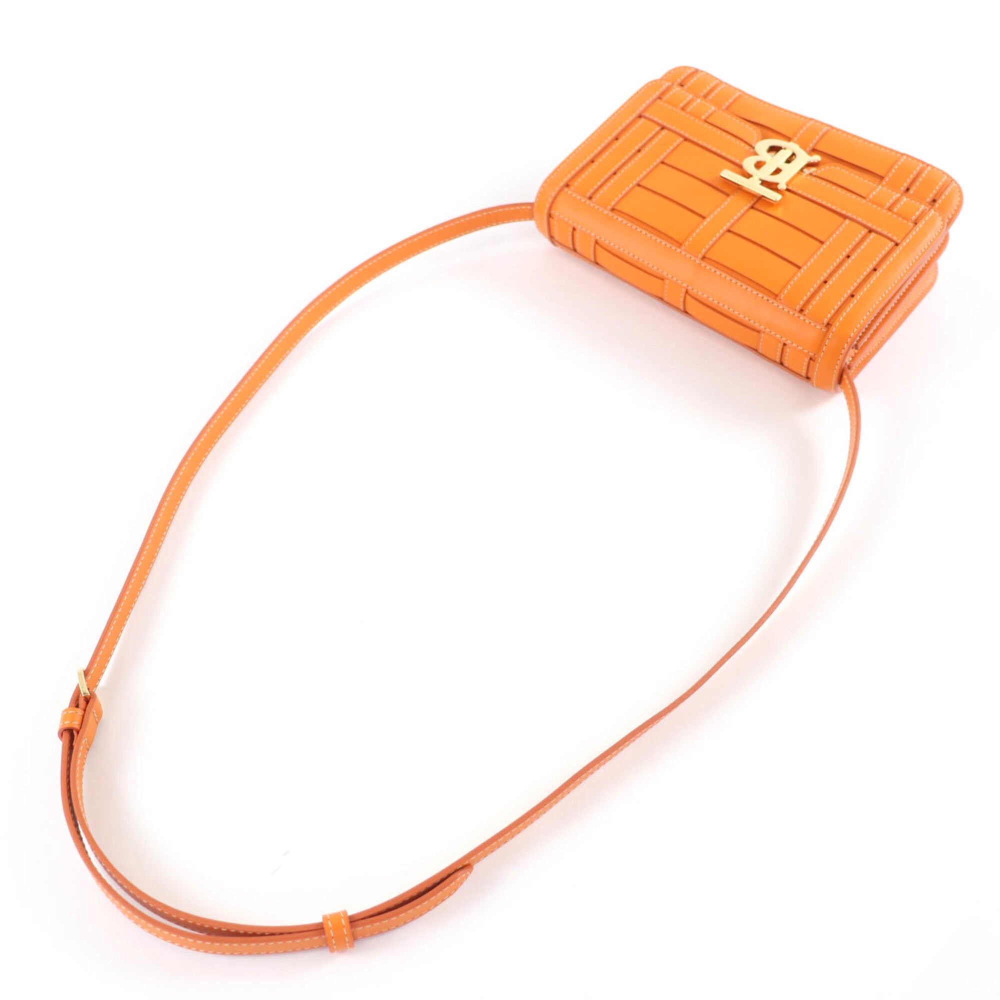Burberry Orange Leather Clutch Bag Shoulder Bag (Pre-Owned)