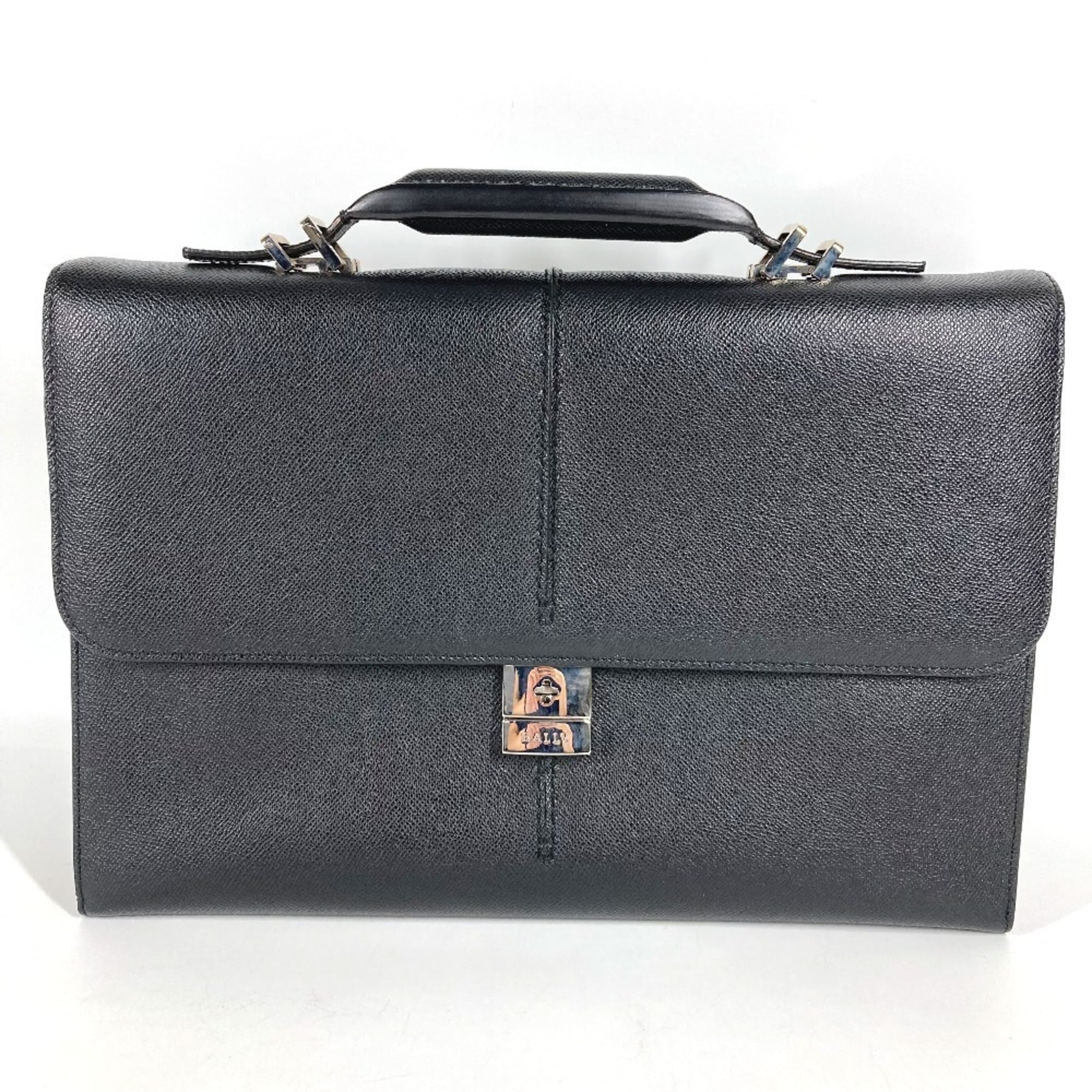 Bally Black Leather Briefcase Handbag (Pre-Owned)