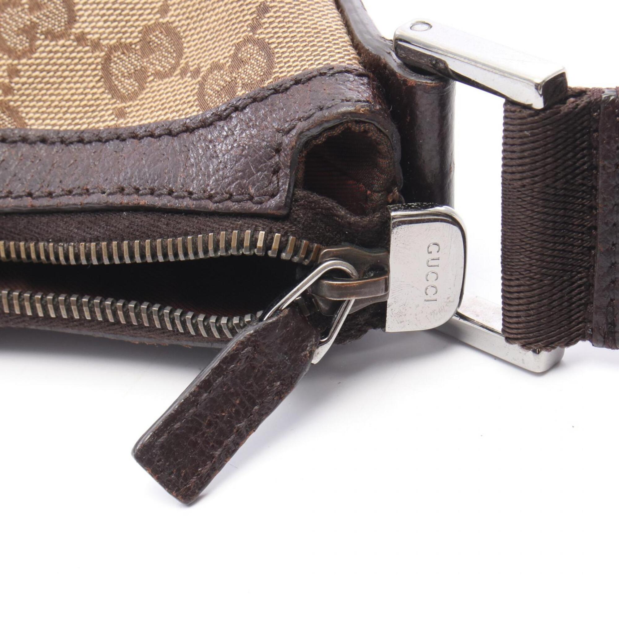 Gucci Beige Brown Canvas Leather Handbag Shoulder Bag (Pre-Owned)