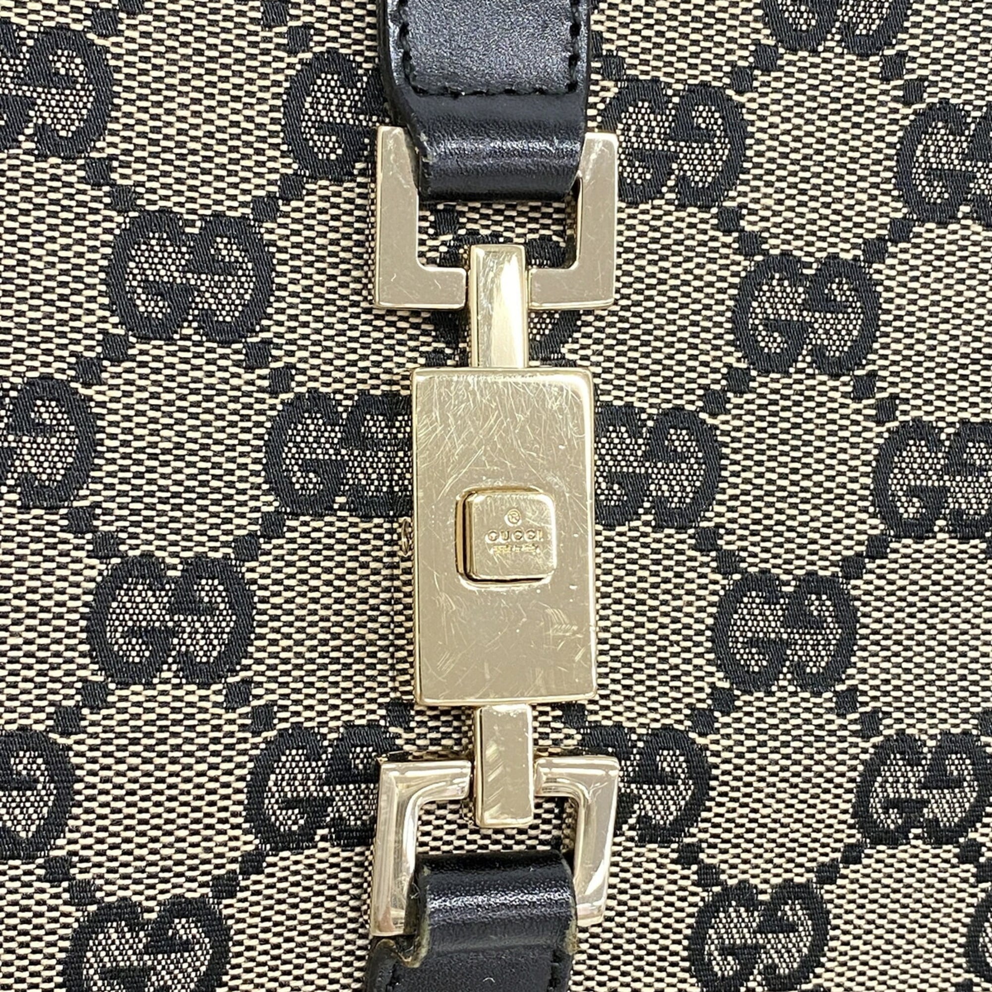 Gucci Black Brown Canvas Handbag (Pre-Owned)