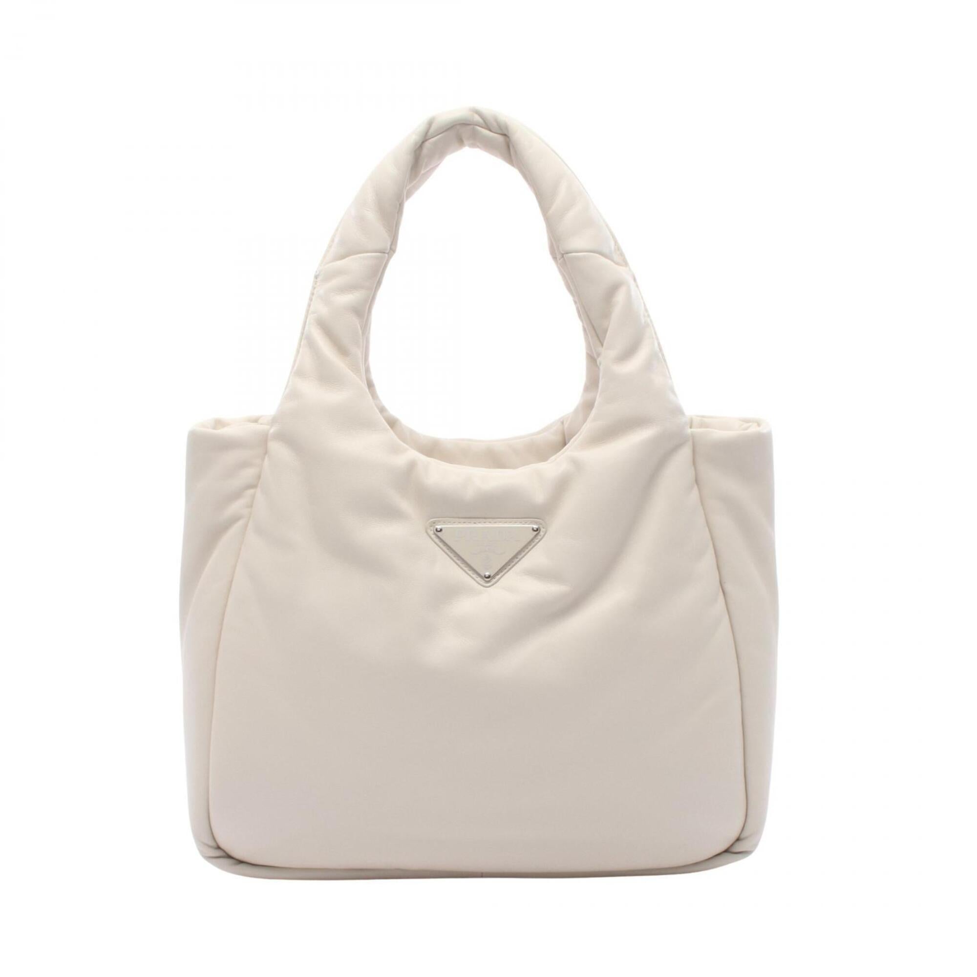 Prada White Leather Handbag Tote Bag (Pre-Owned)