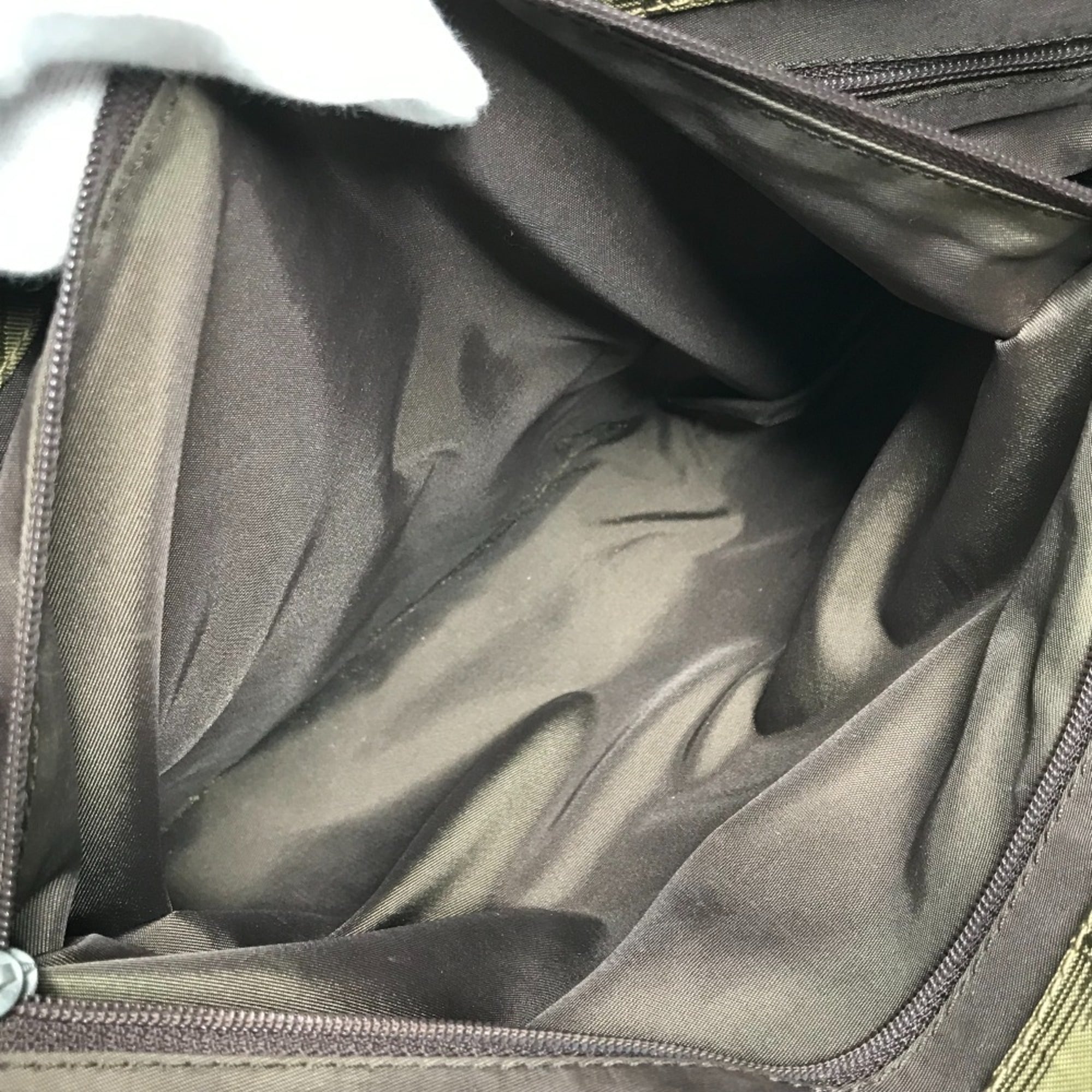 Chanel Khaki Nylon Leather Handbag Tote Bag (Pre-Owned)