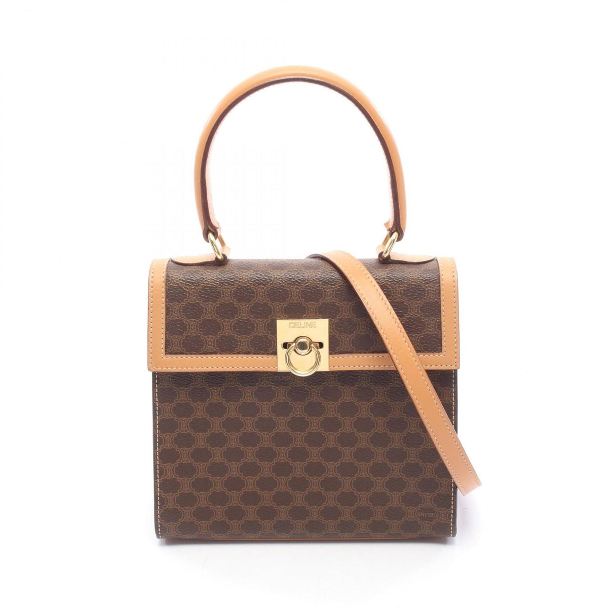 Celine Brown Pvc Coated Canvas Leather Handbag (Pre-Owned)