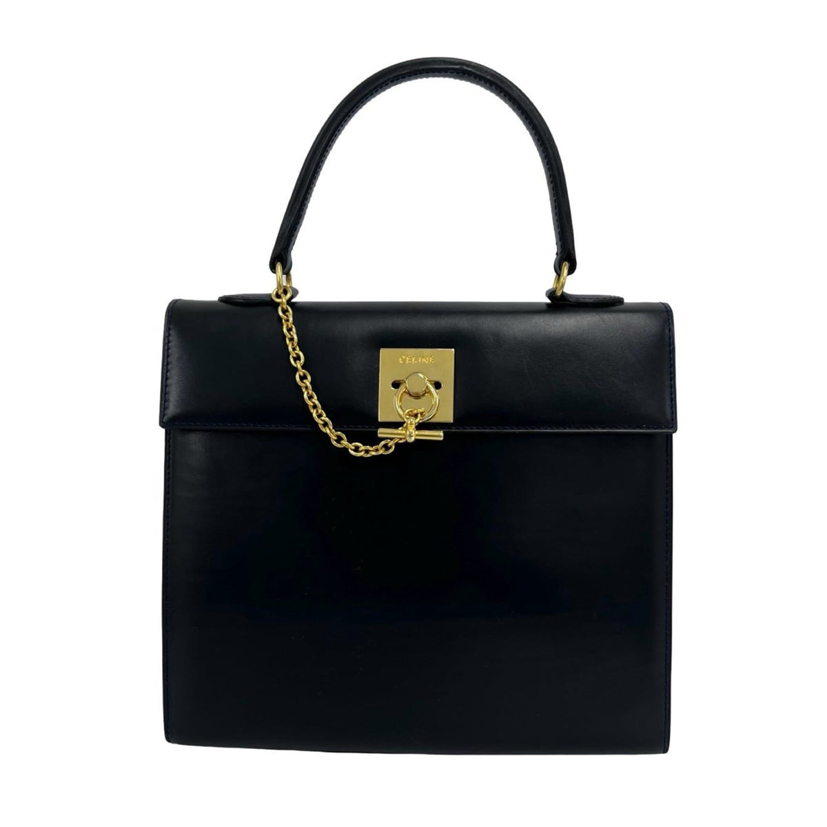 Celine Black Leather Handbag Tote Bag (Pre-Owned)