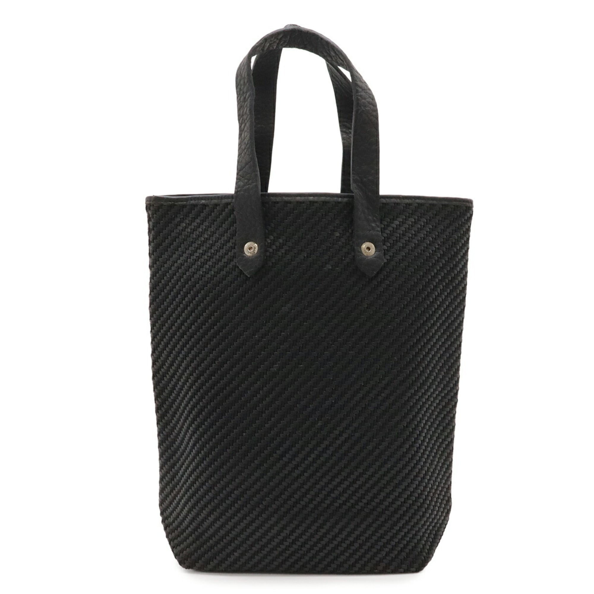 Hermes Black Polyester Leather Handbag Tote Bag (Pre-Owned)