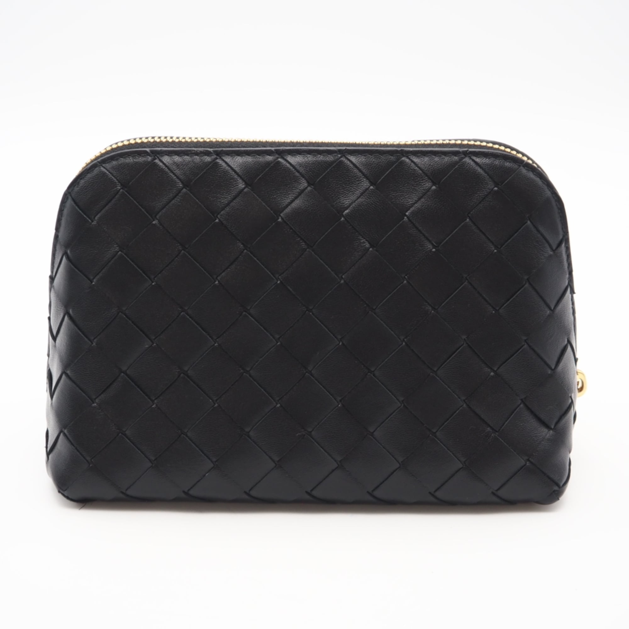 Bottega Veneta Black Intrecciato Leather Pouch (Pre-Owned)