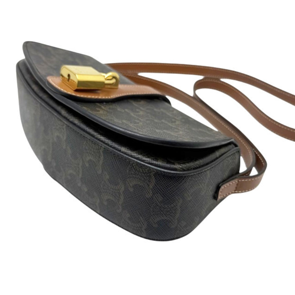 Celine Brown Coated Canvas Leather Handbag Shoulder Bag (Pre-Owned)