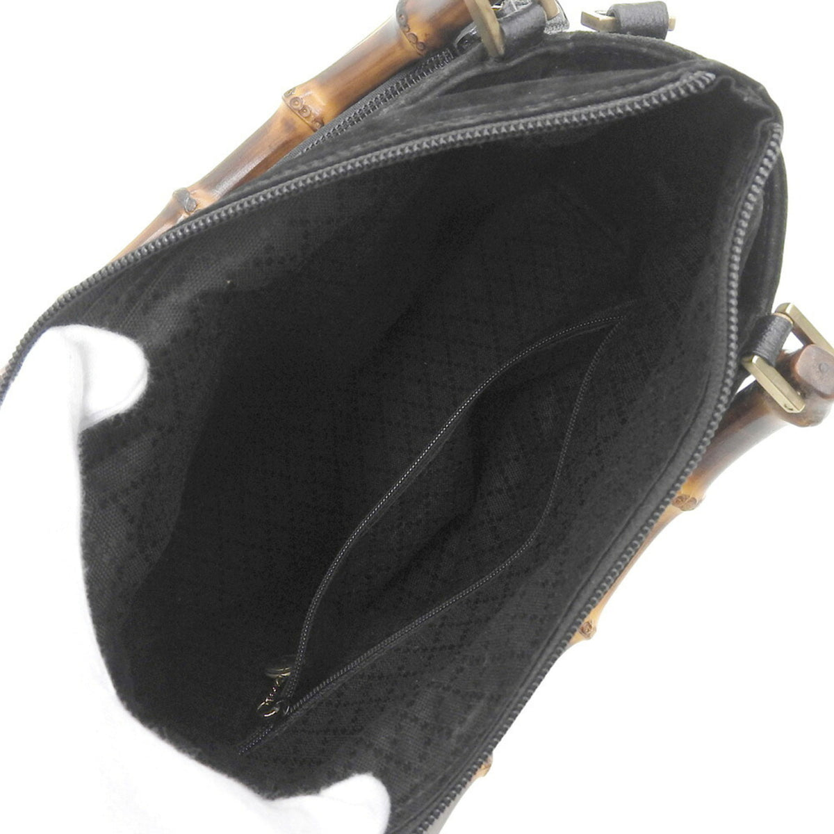 Gucci Black Suede Bamboo Handbag (Pre-Owned)