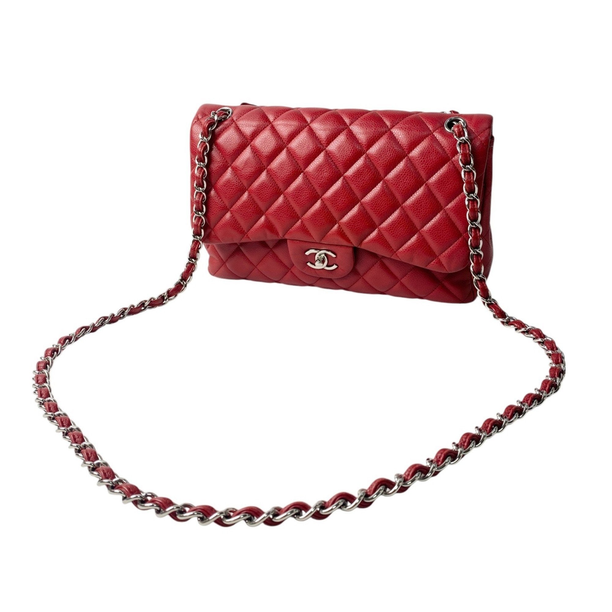 Chanel Matelasse Red Color Grained Calfskin Shoulder Bag (Pre-Owned)