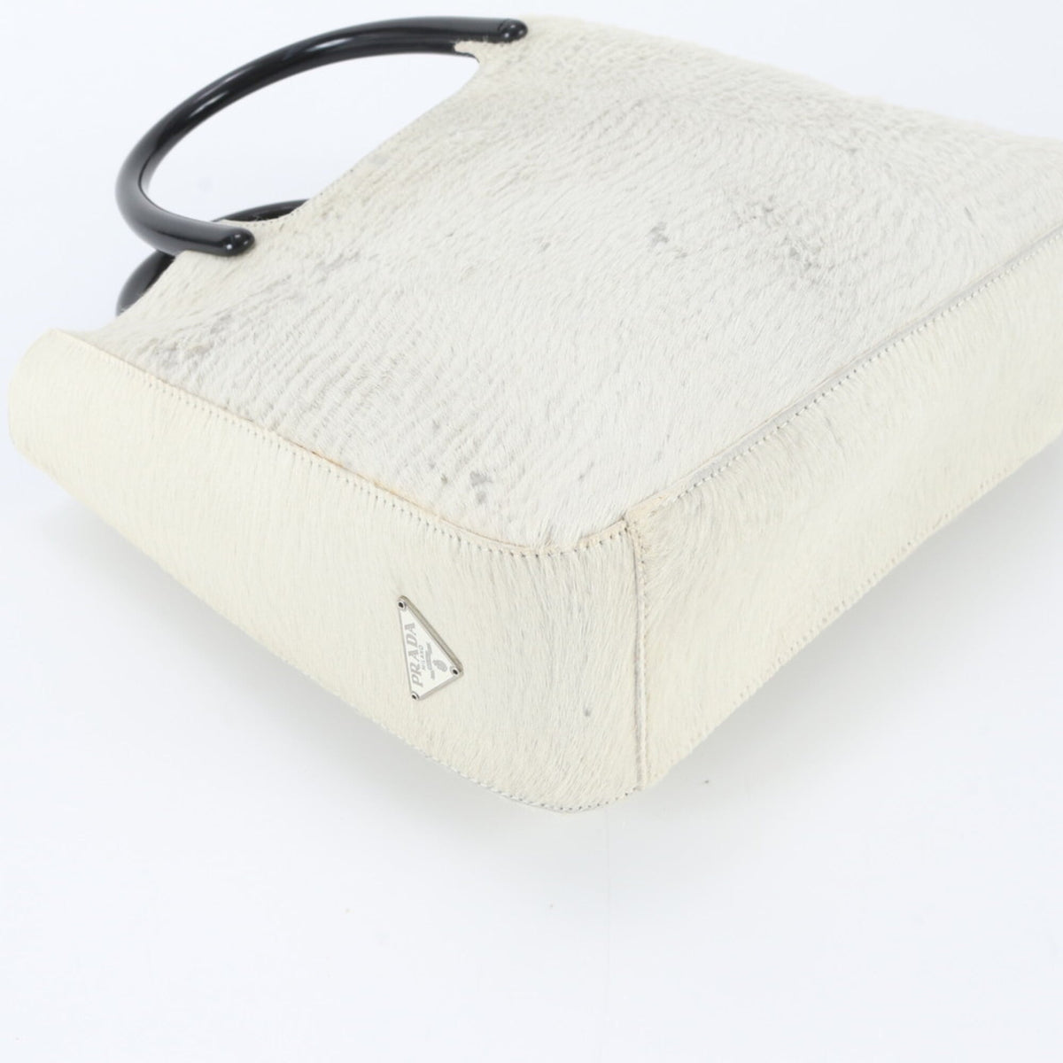 Prada White Leather Handbag Shoulder Bag Tote Bag (Pre-Owned)