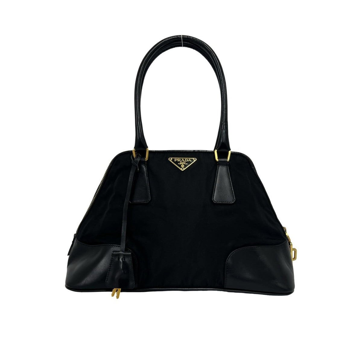 Prada Black Nylon Leather Handbag Shoulder Bag (Pre-Owned)
