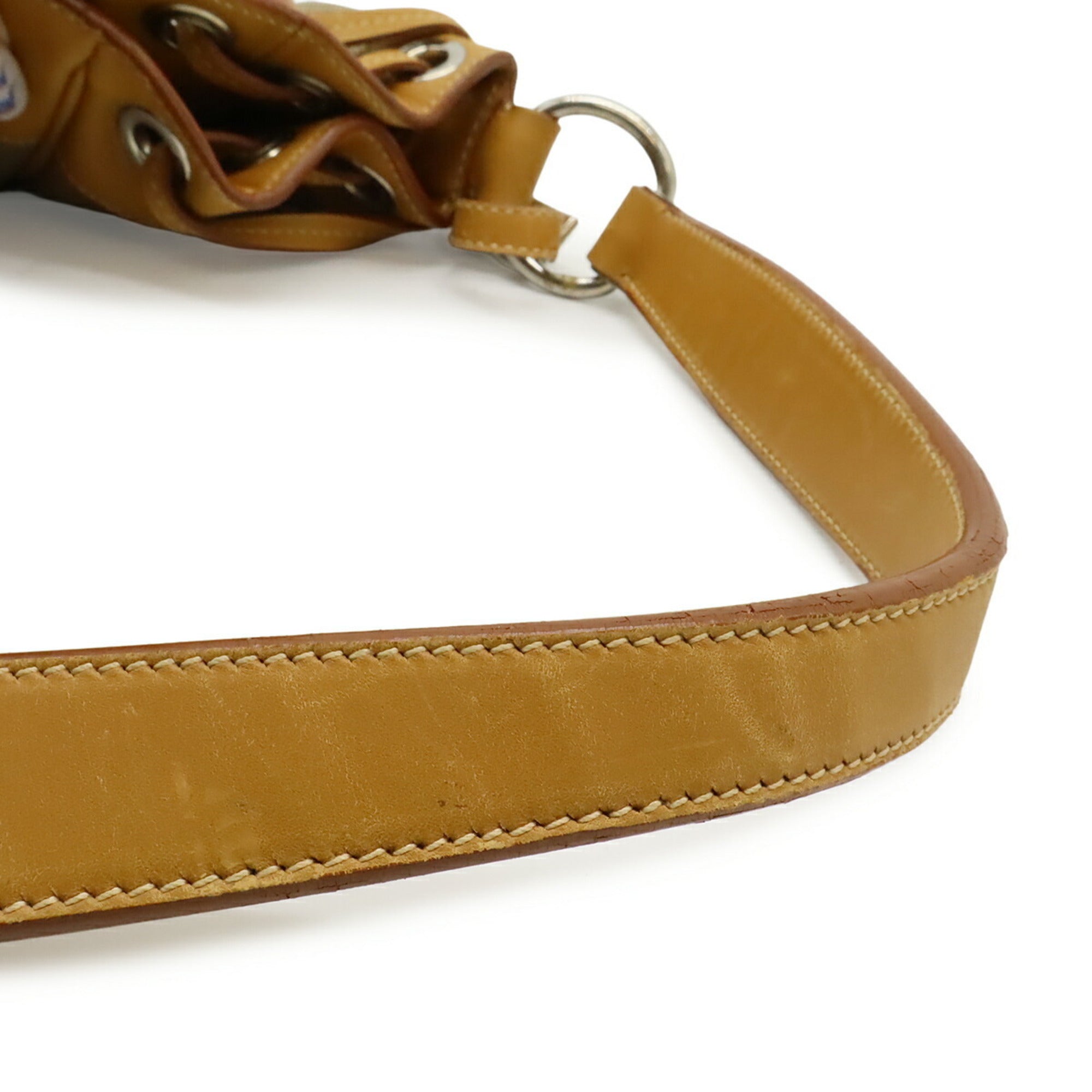 Prada Khaki Canvas Leather Shoulder Bag (Pre-Owned)