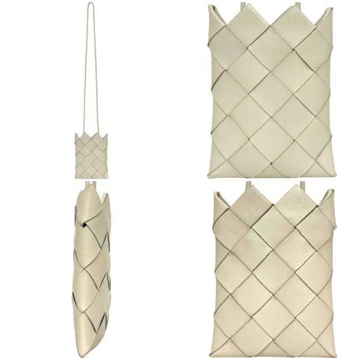 Bottega Veneta Intrecciato White Leather Pochette Shoulder Bag (Pre-Owned)