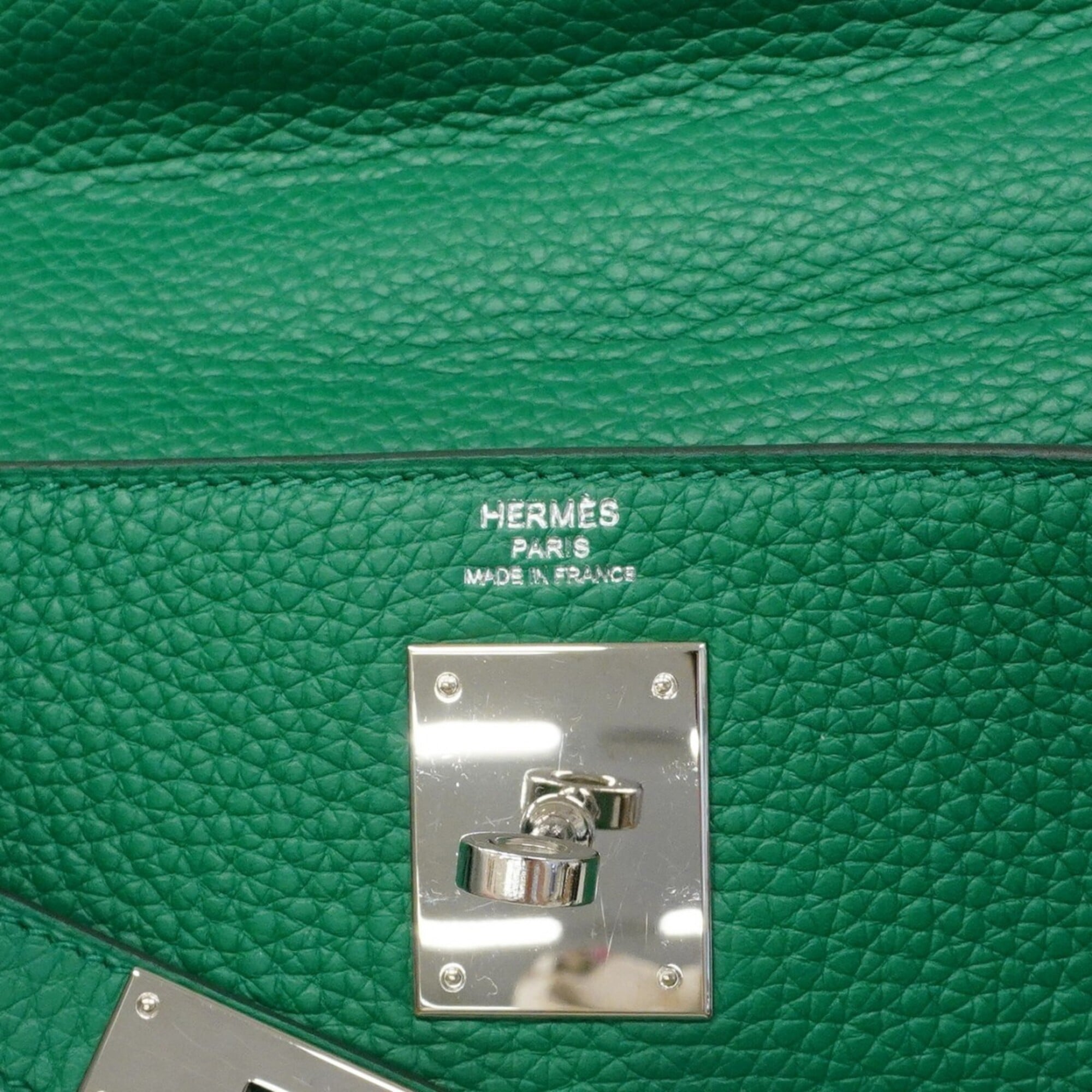 Hermes Green Taurillon Clemence Leather Handbag (Pre-Owned)