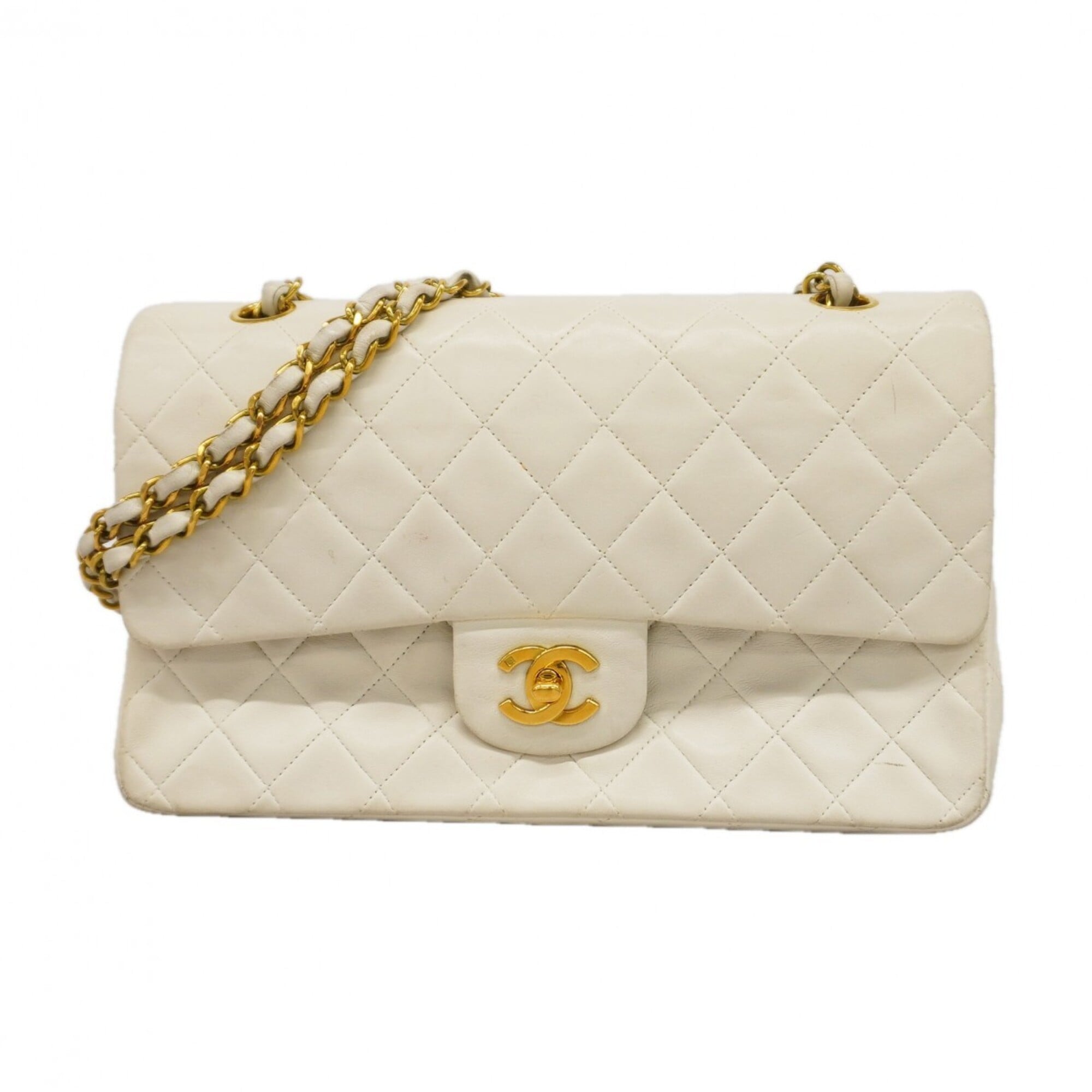 Chanel White Leather Shoulder Bag (Pre-Owned)