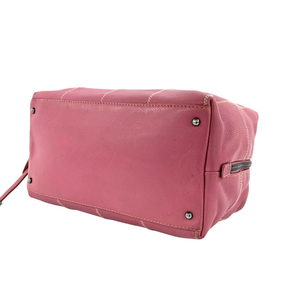 Chanel Pink Grained Calfskin Boston Bag Handbag (Pre-Owned)