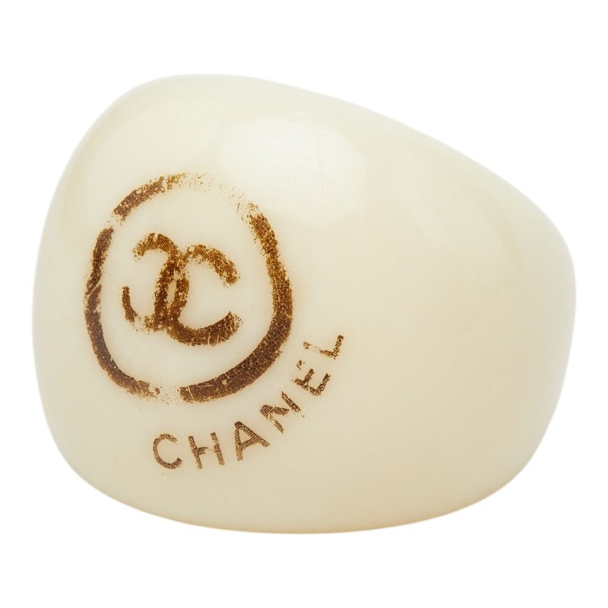 Chanel Ivory Plastic Band Ring (Pre-Owned)