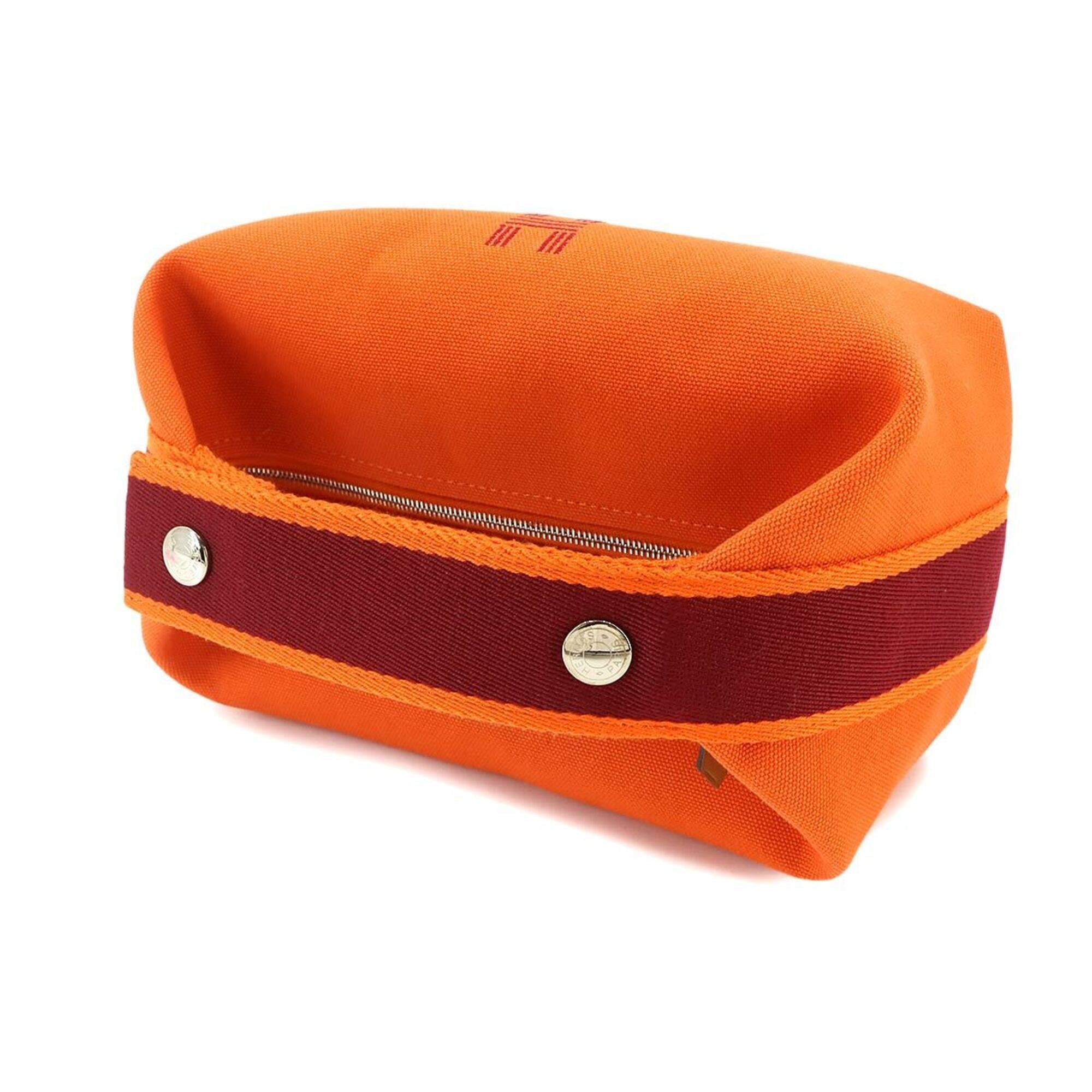 Hermes Feu Orange Rouge H Toile H Handbag Pouch (Pre-Owned)