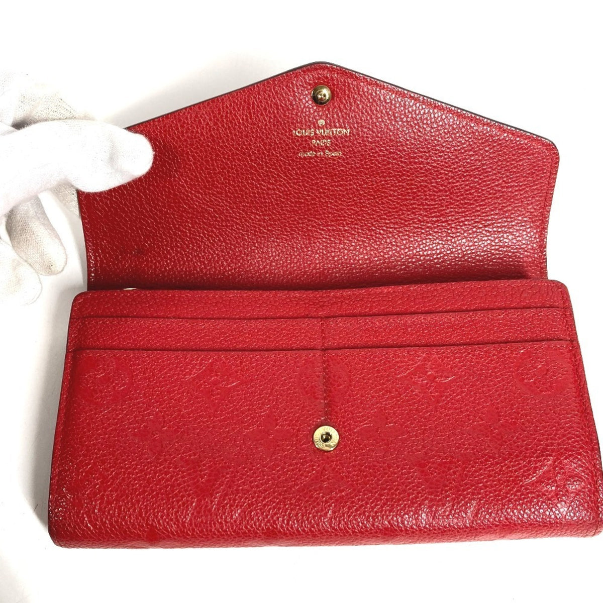 Louis Vuitton Red Color Monogram Empreinte Long Wallet (Bi-Fold) (Pre-Owned)