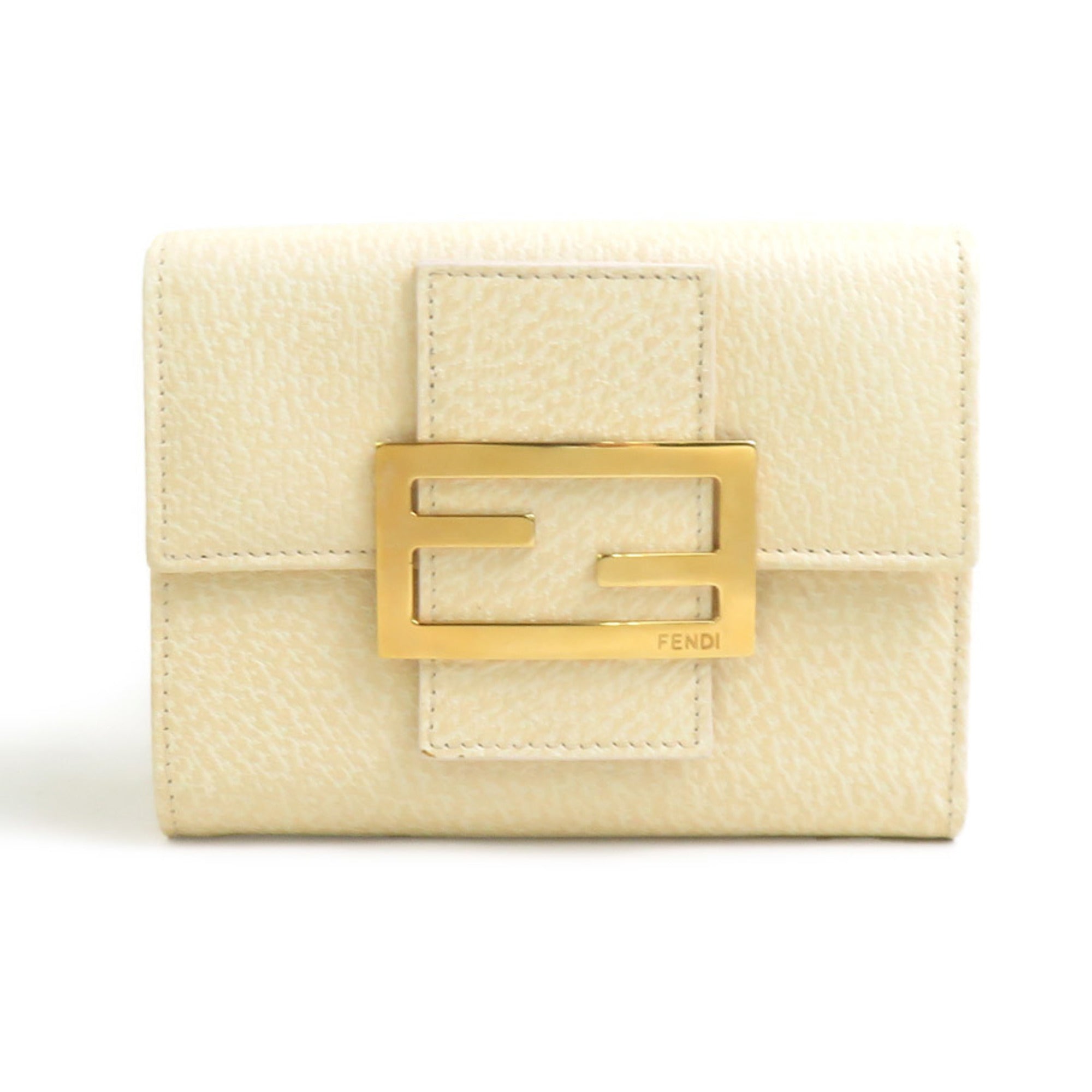 Fendi Beige Leather Wallet (Tri-Fold) (Pre-Owned)
