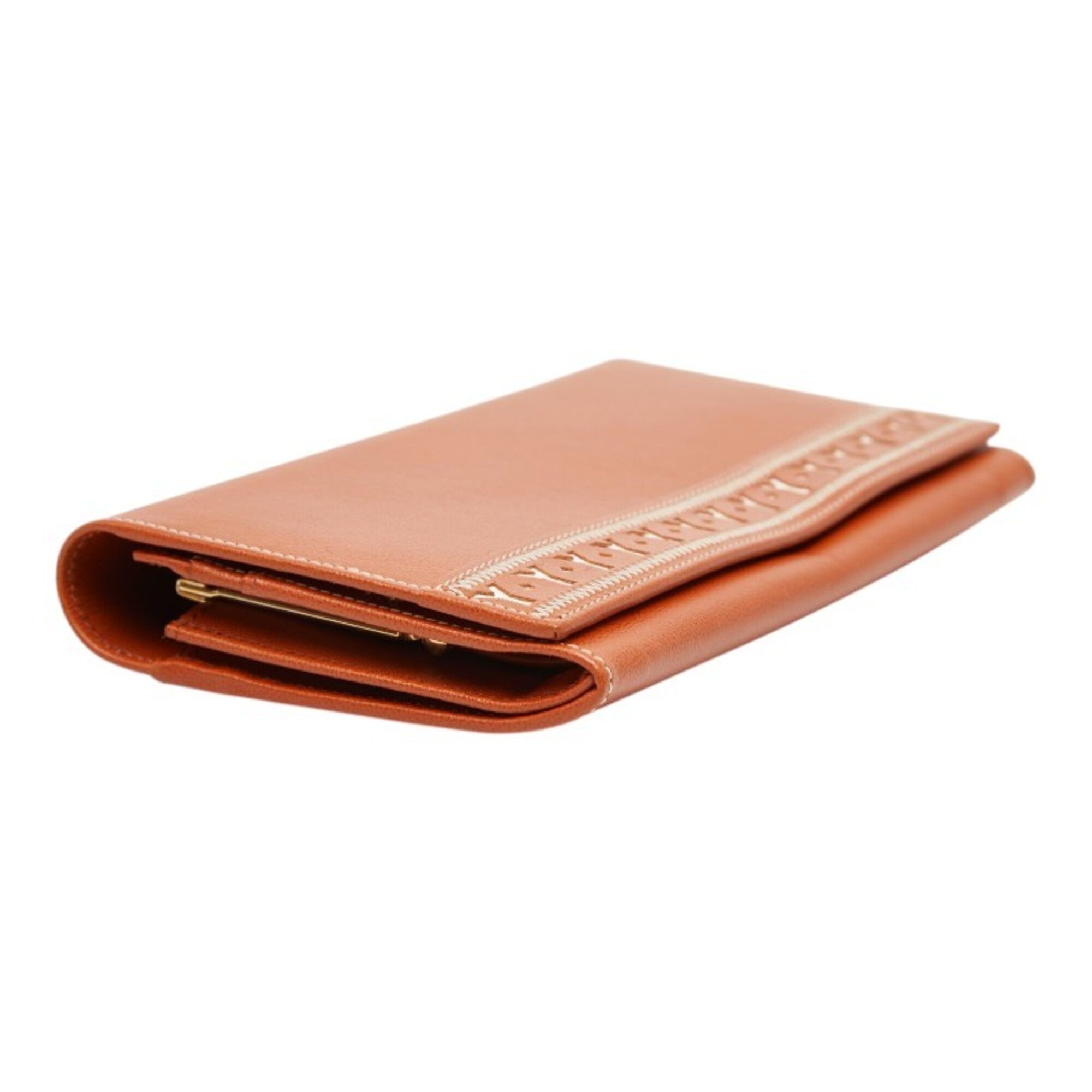Saint Laurent Brown Leather Long Wallet (Bi-Fold) (Pre-Owned)