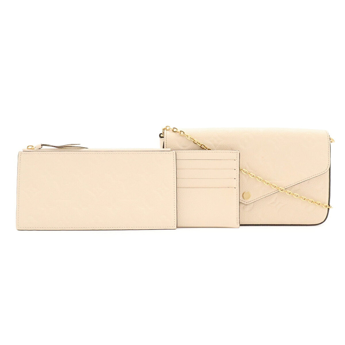 Louis Vuitton Cream Leather Clutch Bag Pochette Shoulder Bag (Pre-Owned)