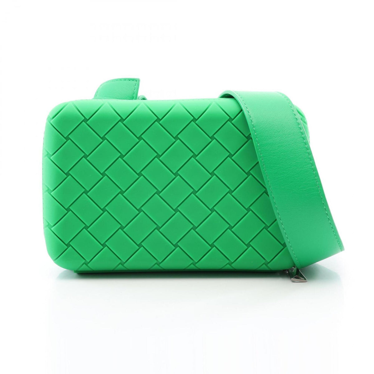 Bottega Veneta Green Rubber Leather Handbag Shoulder Bag (Pre-Owned)