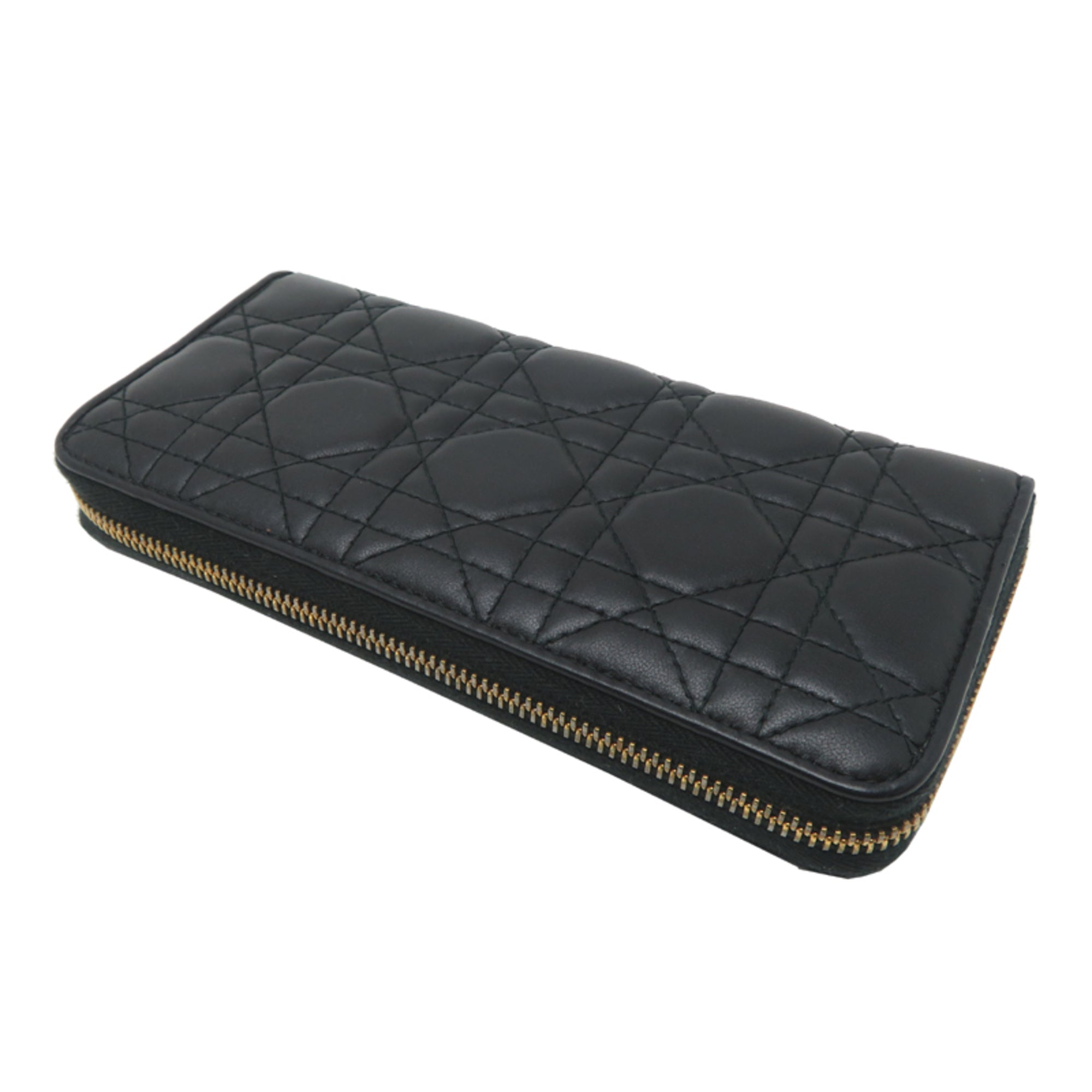 Christian Dior Black Leather Long Wallet (Bi-Fold) (Pre-Owned)