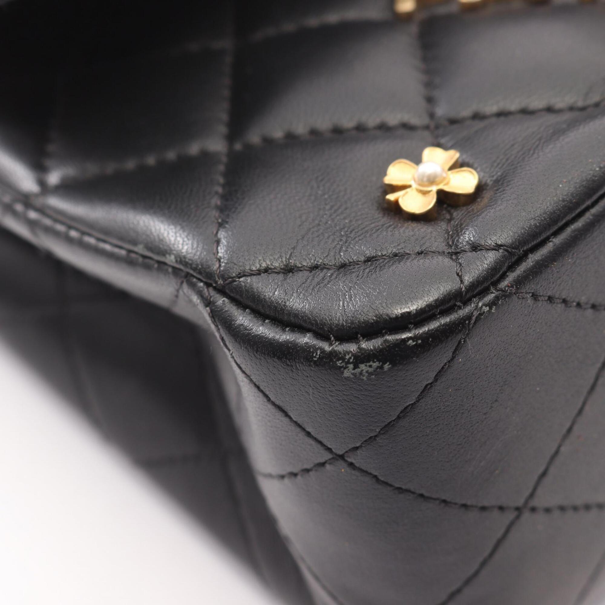 Chanel Black Leather Handbag Shoulder Bag (Pre-Owned)