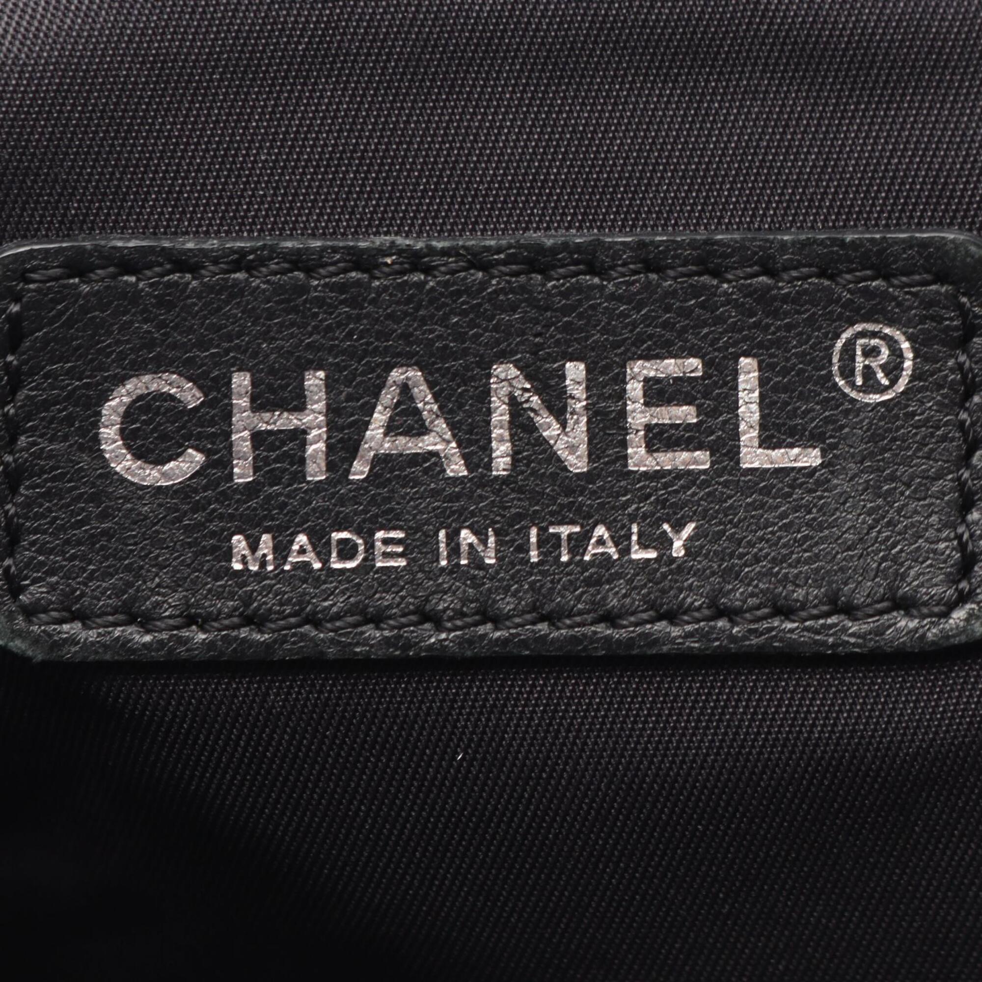 Chanel Black Coated Canvas Pvc Leather Handbag Tote Bag (Pre-Owned)