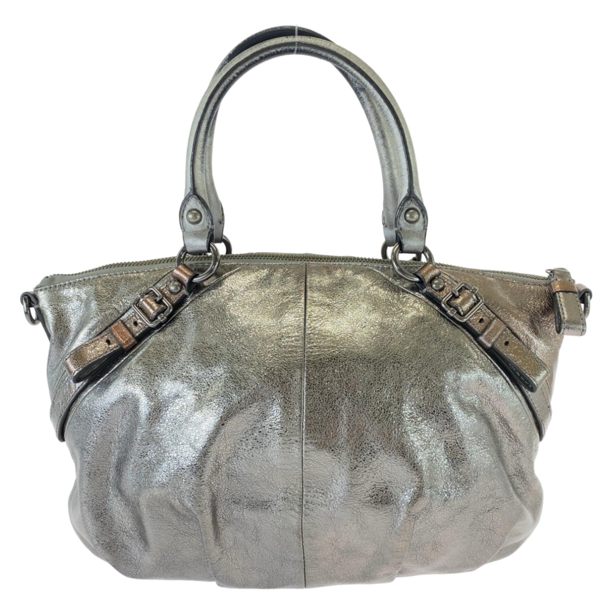 Coach Silver Leather Handbag Tote Bag (Pre-Owned)
