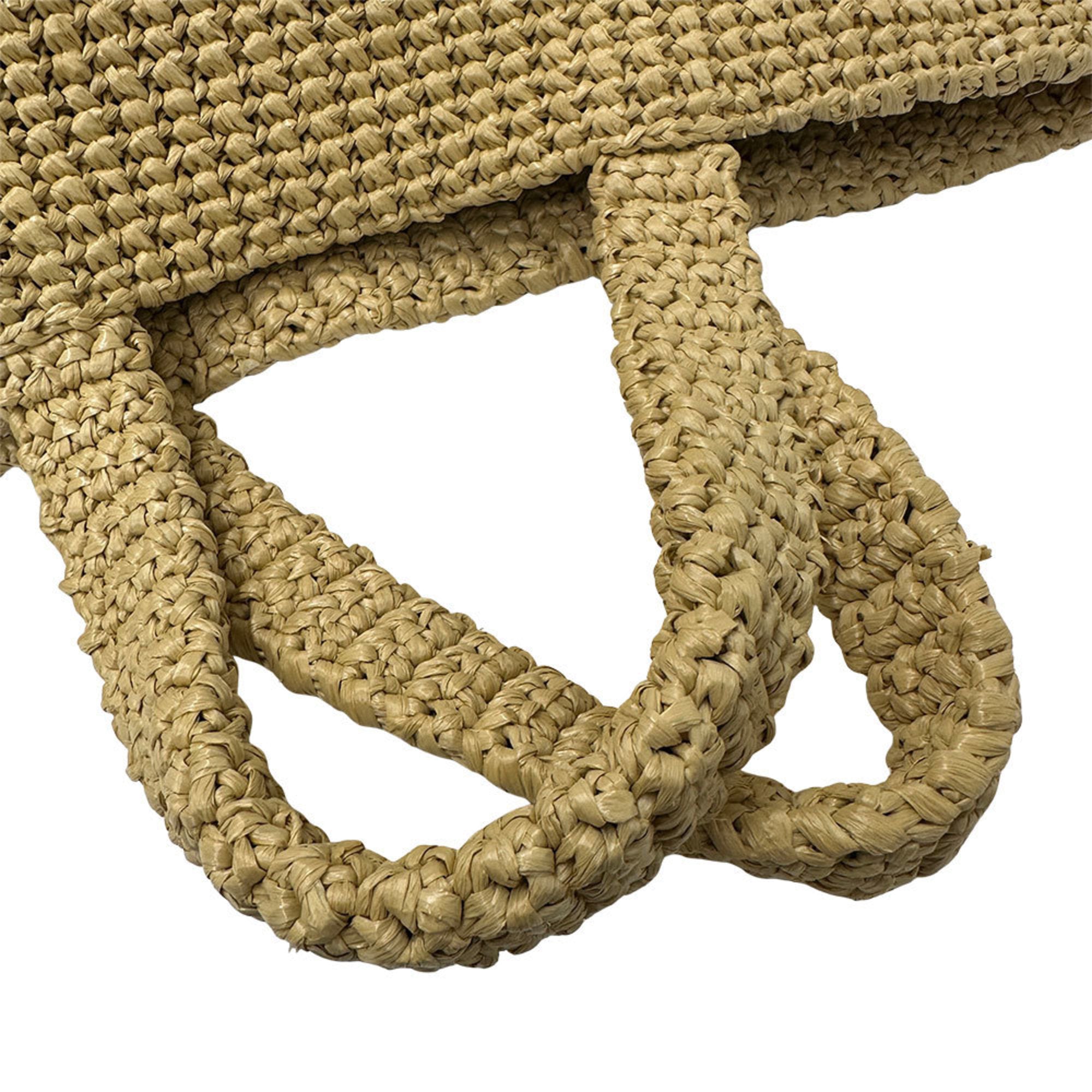 Prada Yellow Raffia Handbag Tote Bag (Pre-Owned)