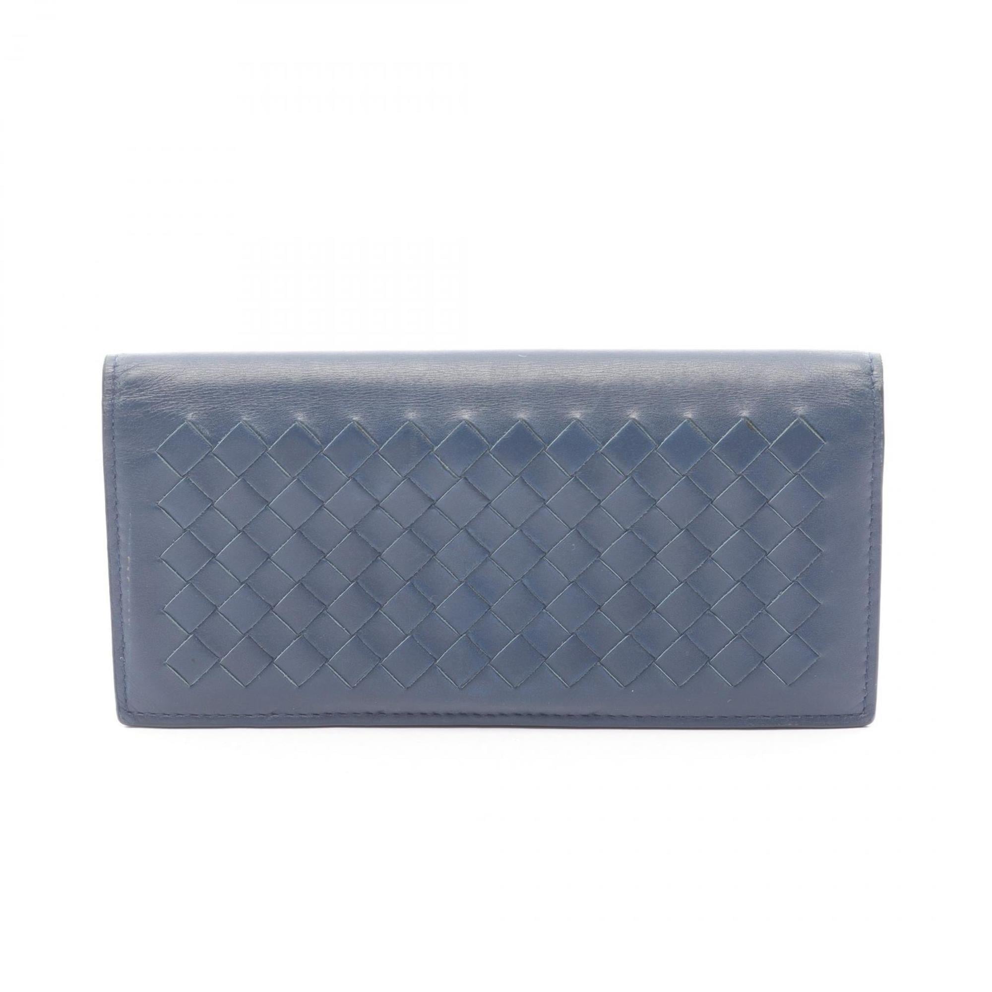 Bottega Veneta Blue Leather Long Wallet (Bi-Fold) (Pre-Owned)