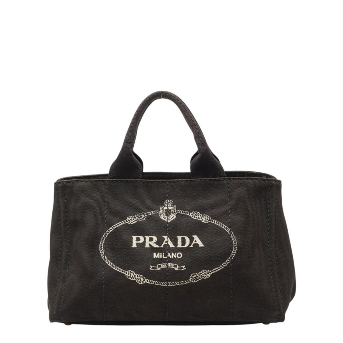 Prada Black Canapa Canvas Handbag (Pre-Owned)
