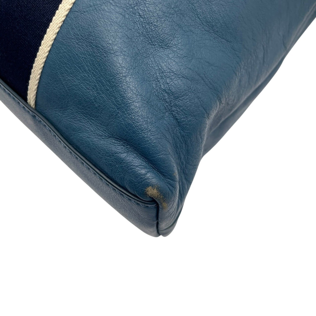Coach Blue Navy Leather Canvas Shoulder Bag Tote Bag (Pre-Owned)