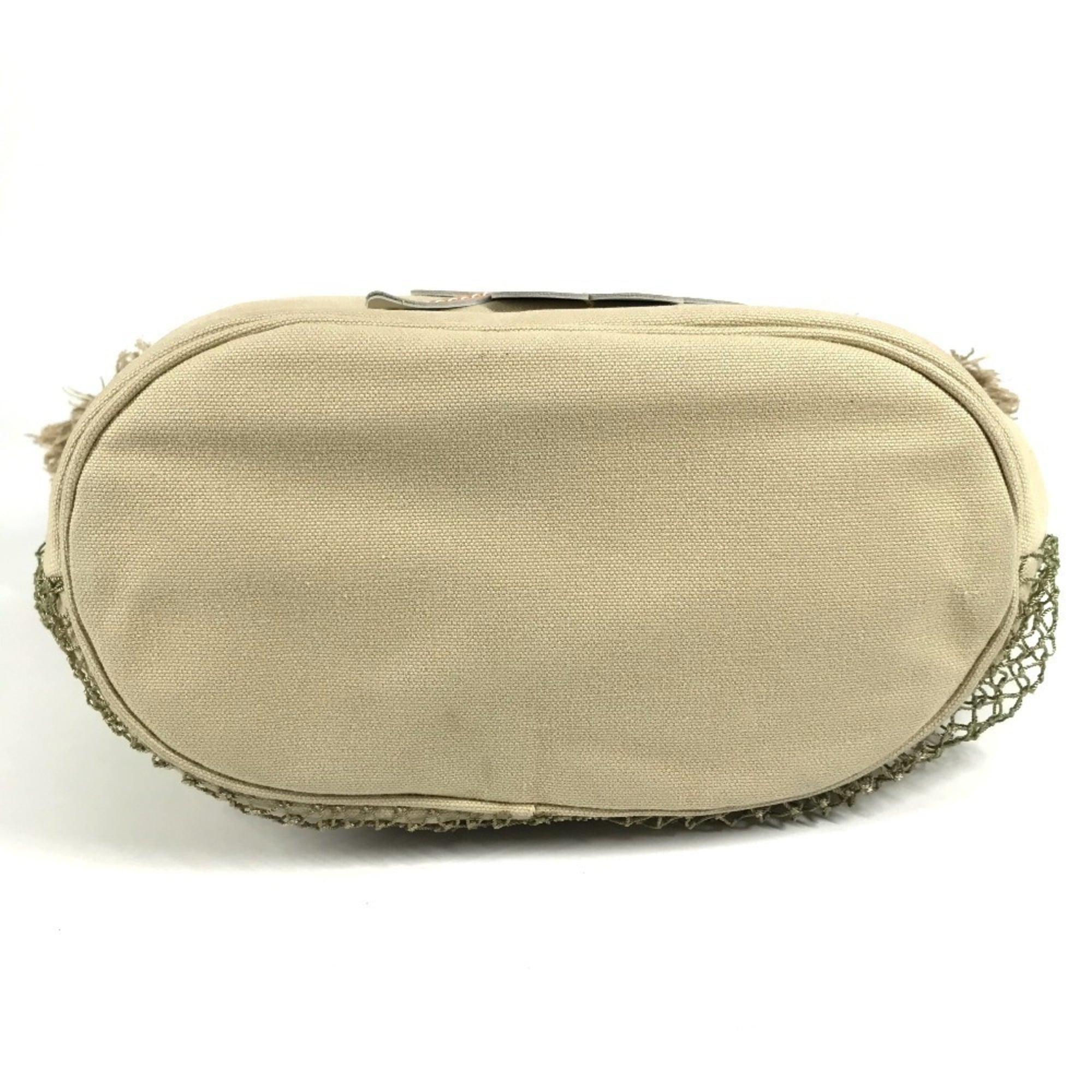 Chanel Beige Canvas Handbag Shoulder Bag (Pre-Owned)
