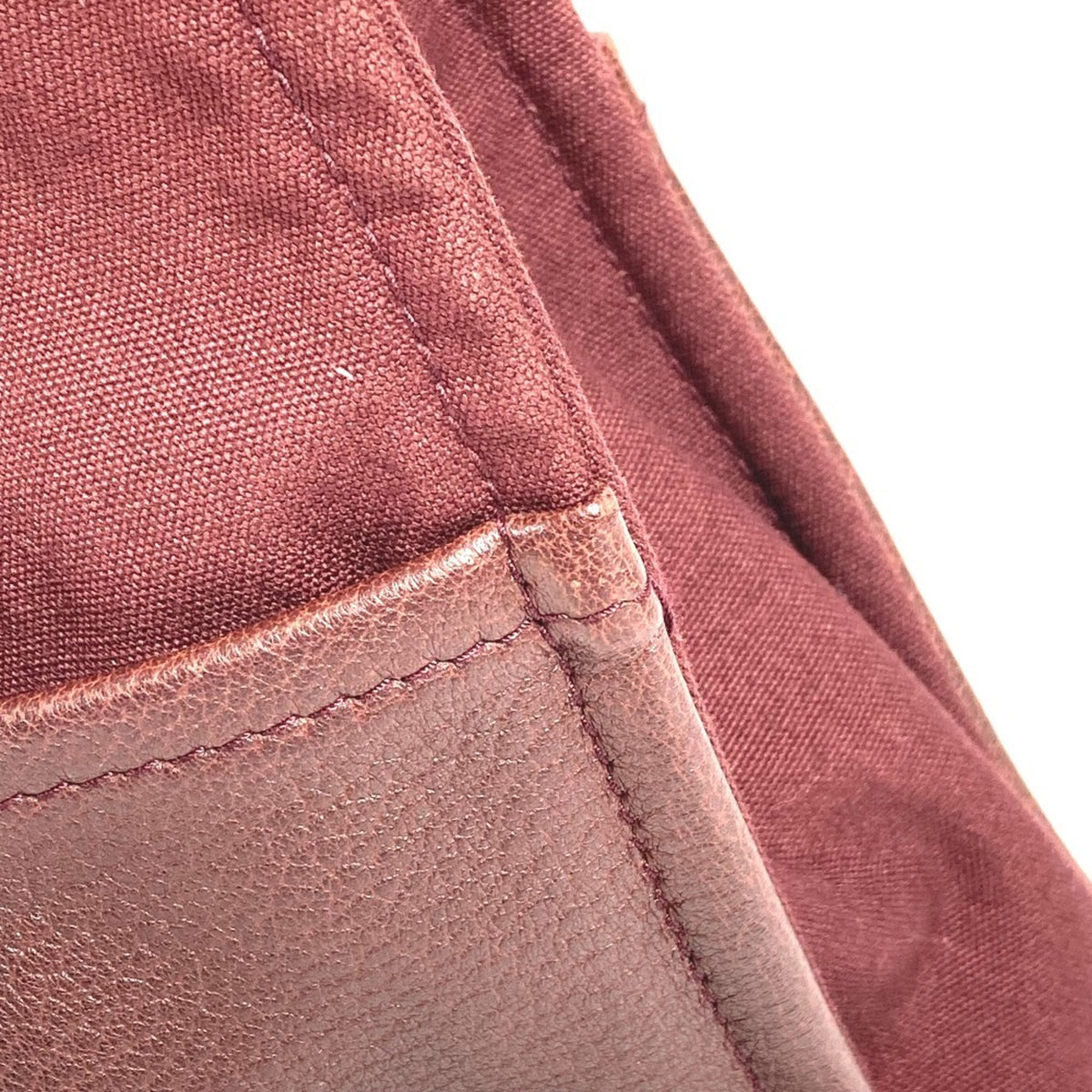 Hermes Wine Cotton Leather Handbag Tote Bag (Pre-Owned)