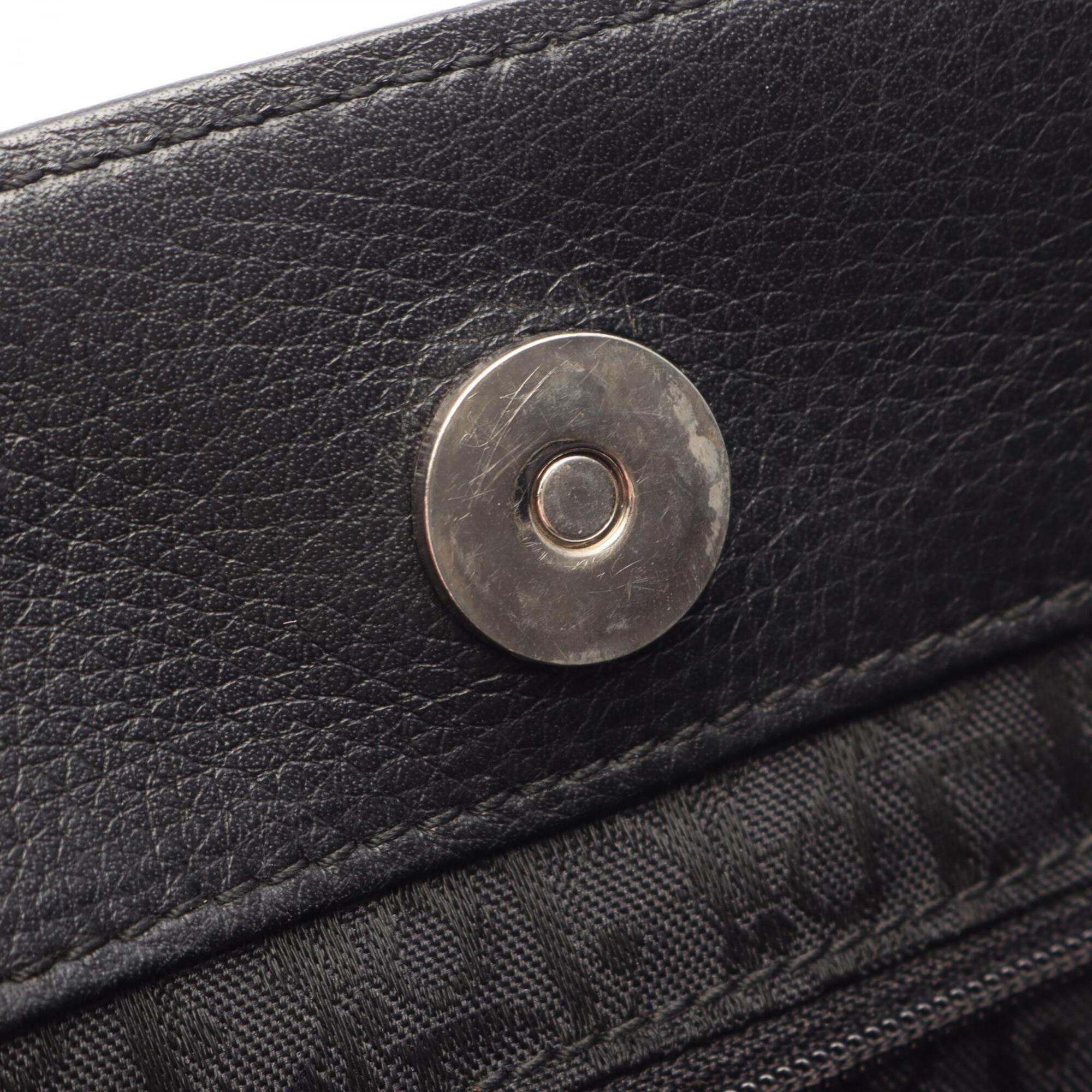Christian Dior Black Leather Handbag Tote Bag (Pre-Owned)