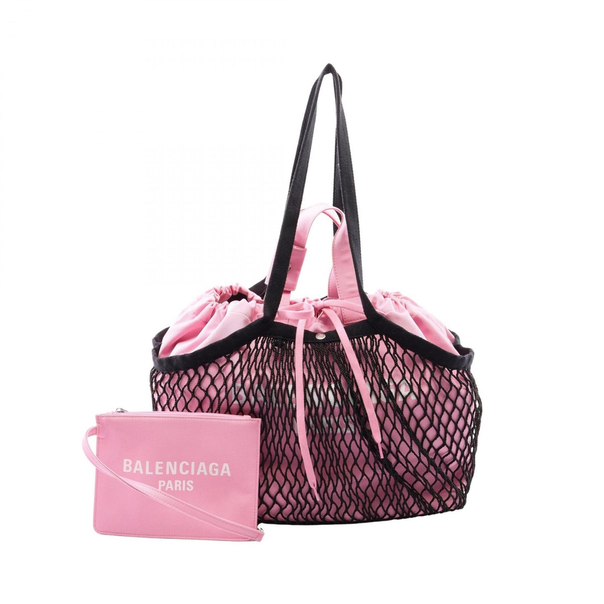 Balenciaga Black Pink Canvas Handbag Pouch Tote Bag (Pre-Owned)