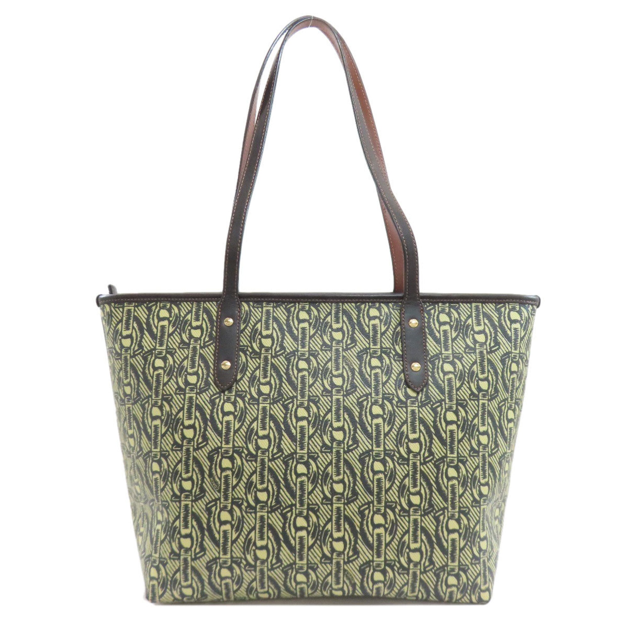 Coach Black Green Yellow Pvc Leather Tote Bag (Pre-Owned)