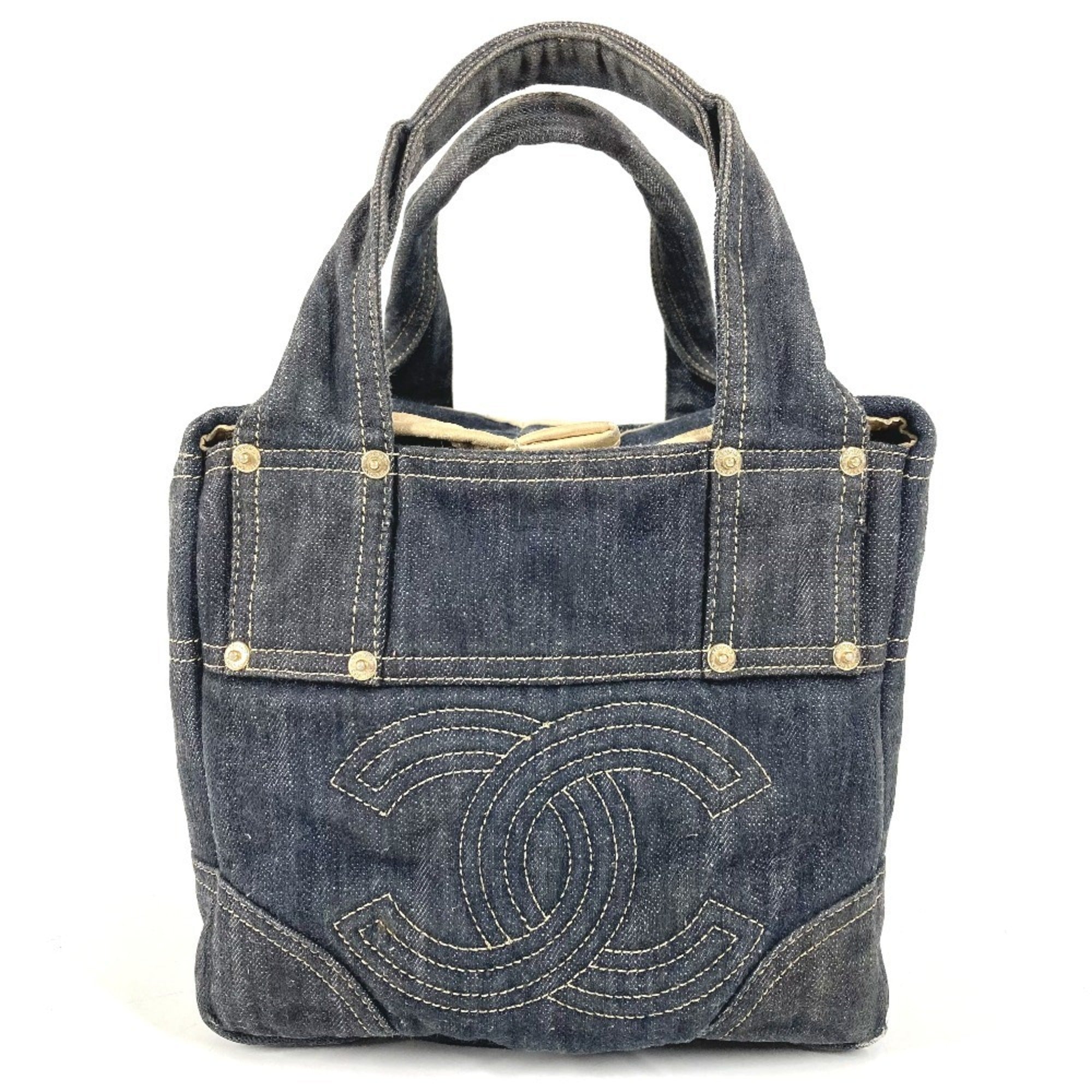 Chanel Denim Blue Denim Handbag Tote Bag (Pre-Owned)