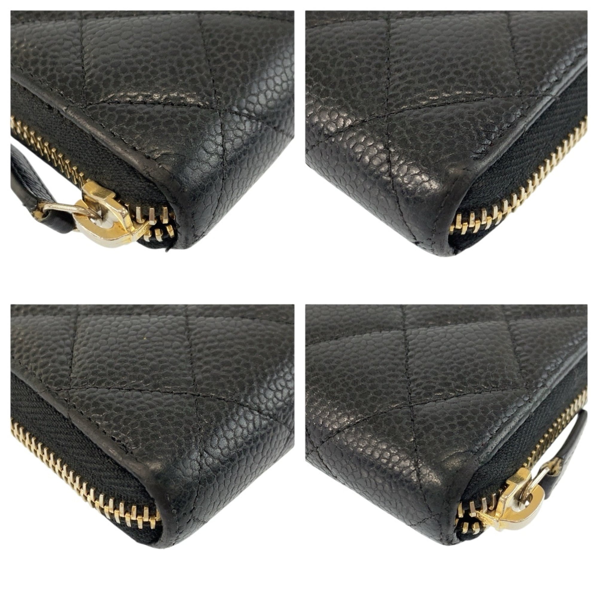 Chanel Black Leather Long Wallet (Bi-Fold) (Pre-Owned)