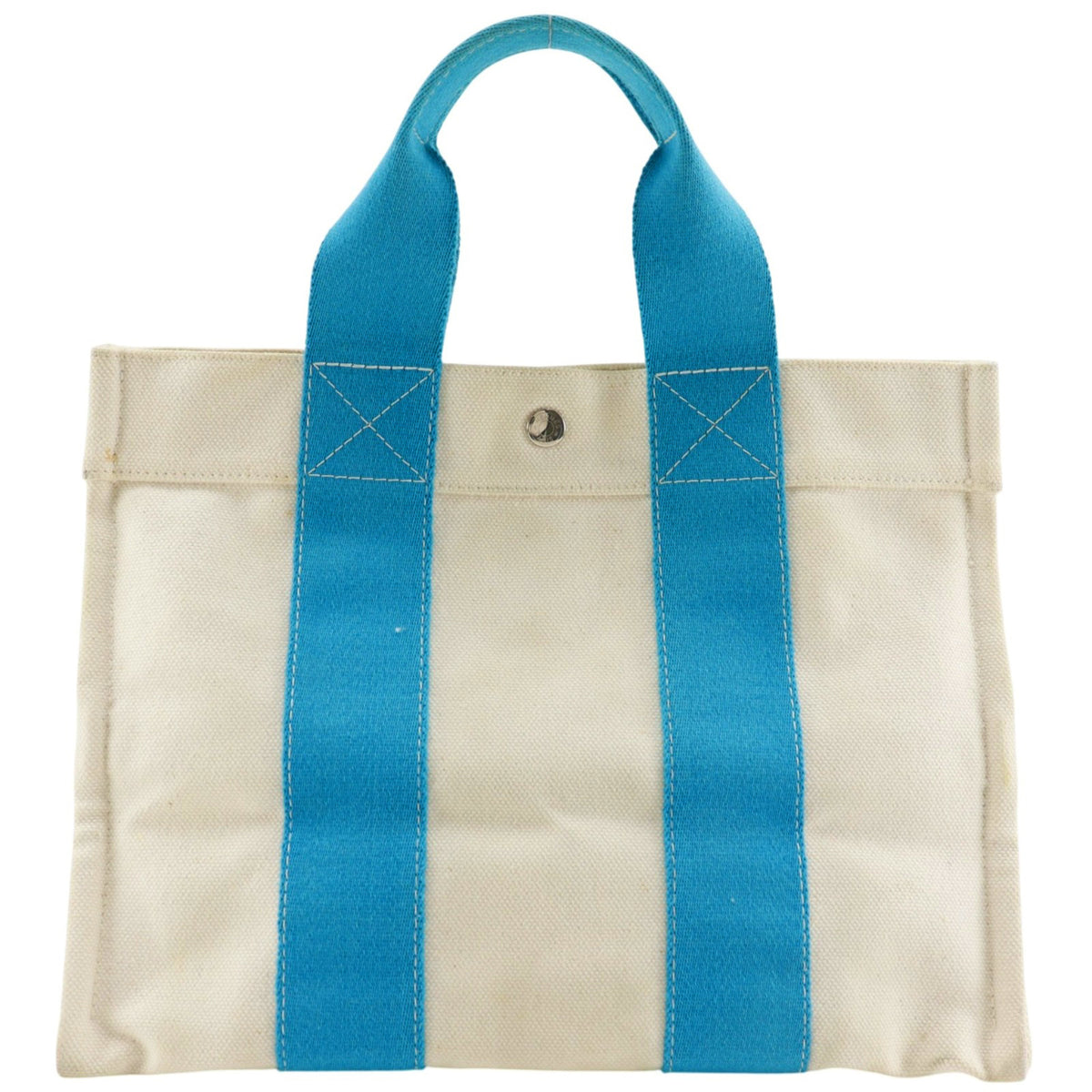 Hermes Bora Bora Light Blue White Canvas Tote Bag (Pre-Owned)