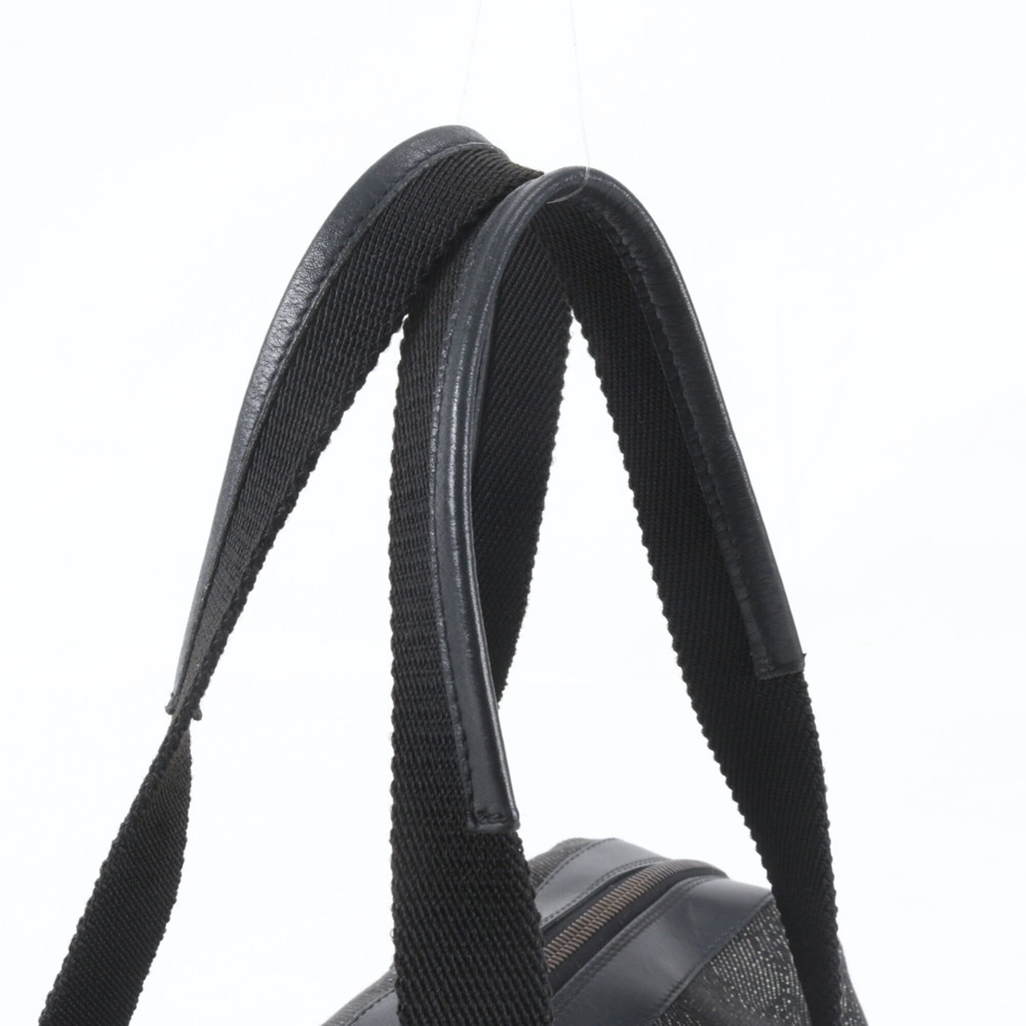 Gucci Black Leather Canvas Handbag Shoulder Bag Tote Bag (Pre-Owned)