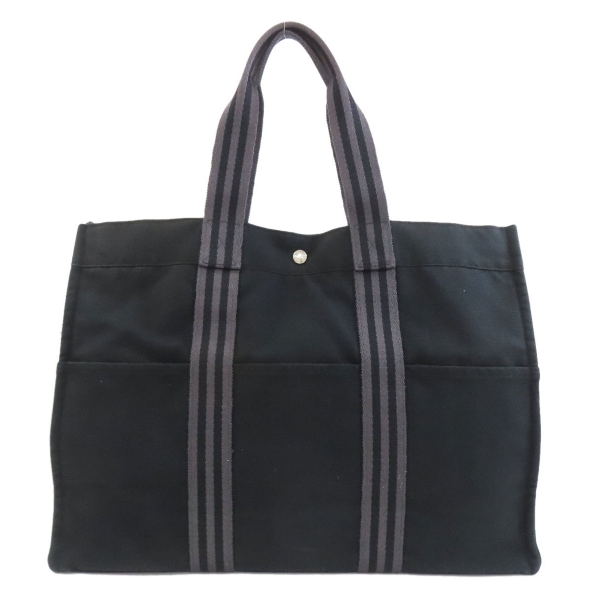 Hermes Black Gray Canvas Tote Bag (Pre-Owned)