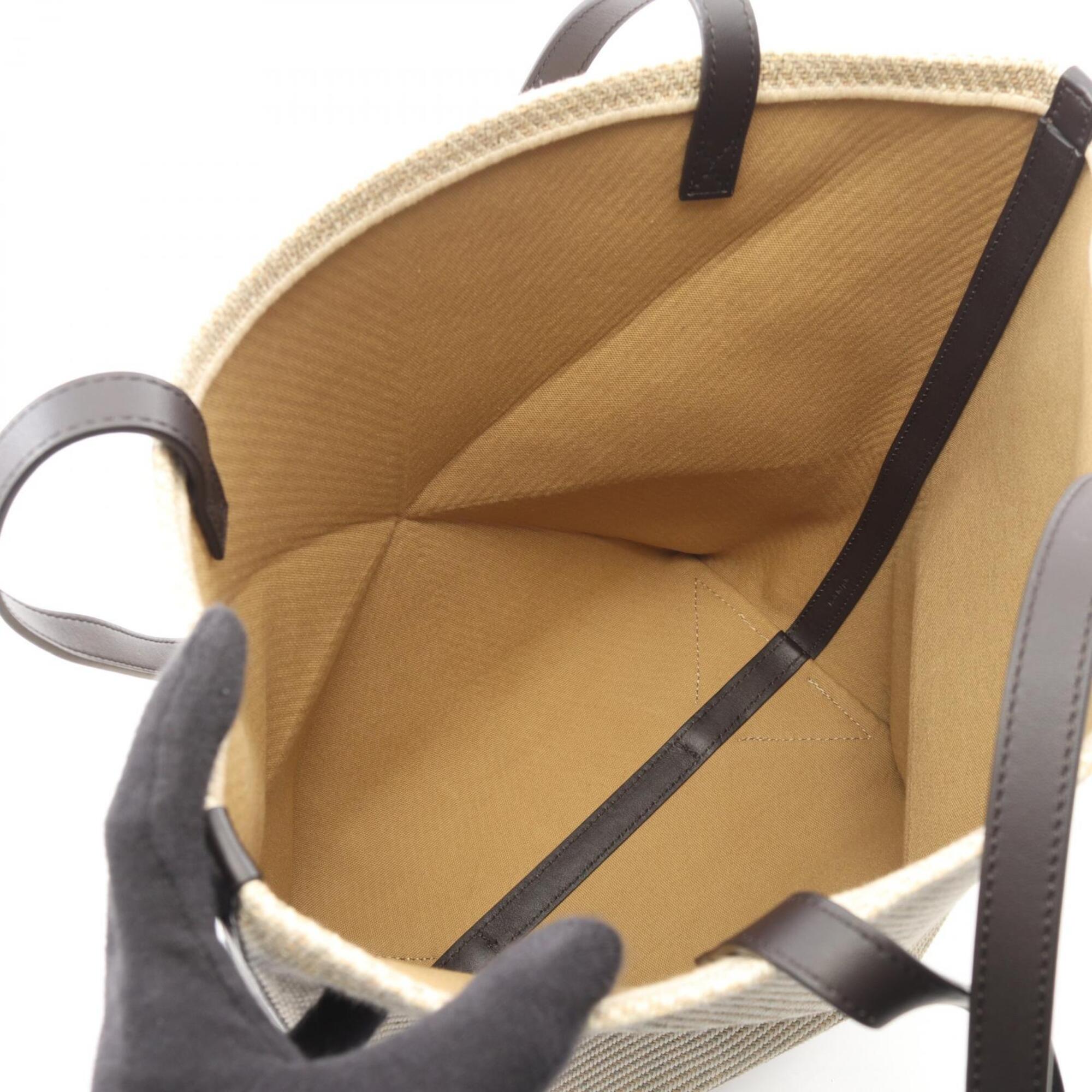 Loewe Brown Ivory Canvas Leather Handbag Tote Bag (Pre-Owned)