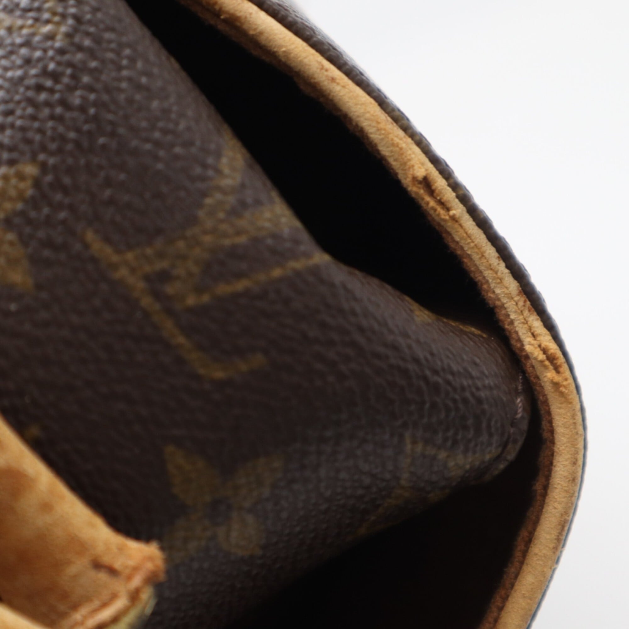 Louis Vuitton Beige Brown Monogram Coated Canvas Leather Shoulder Bag (Pre-Owned)