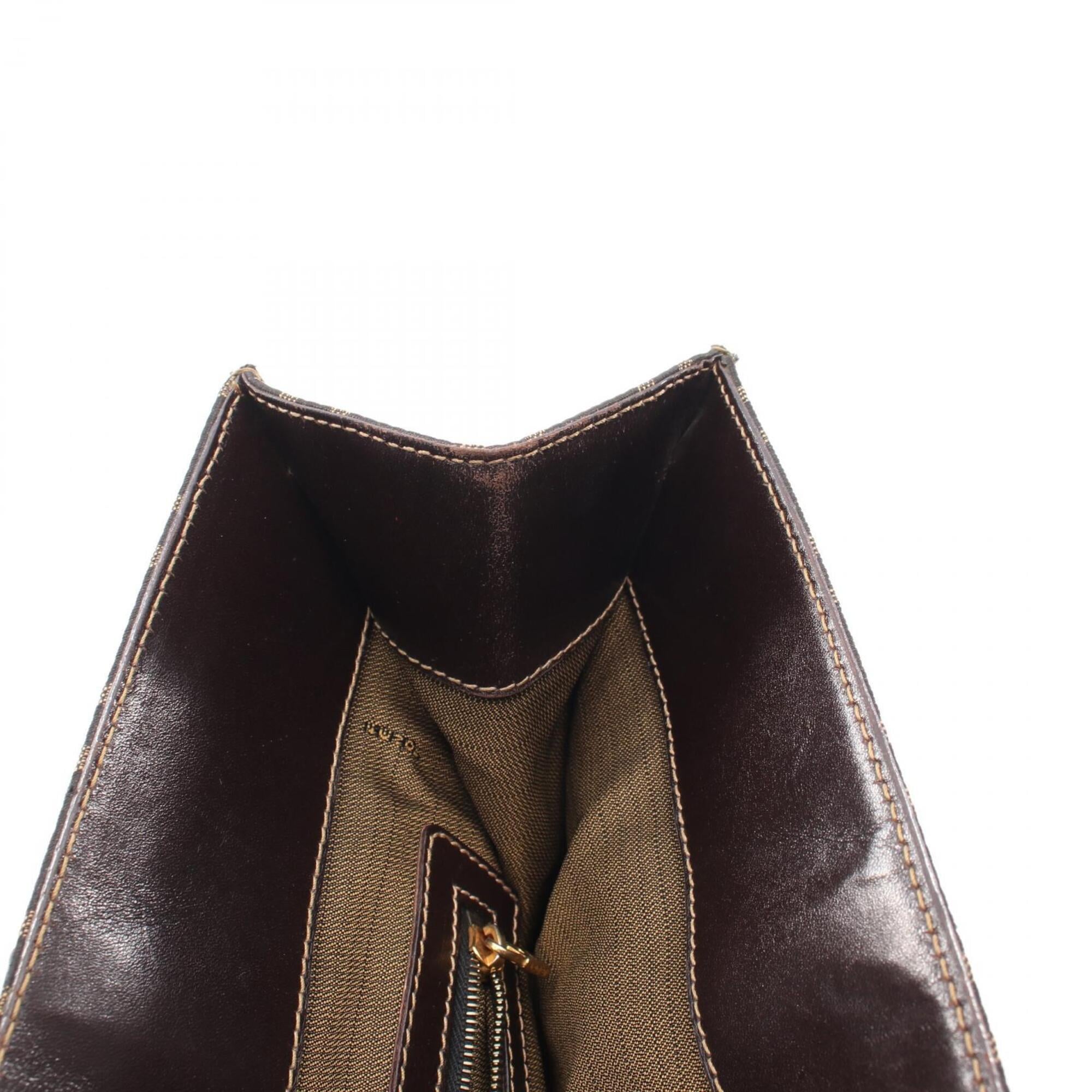 Fendi Zucca Brown Canvas Leather Handbag Tote Bag (Pre-Owned)