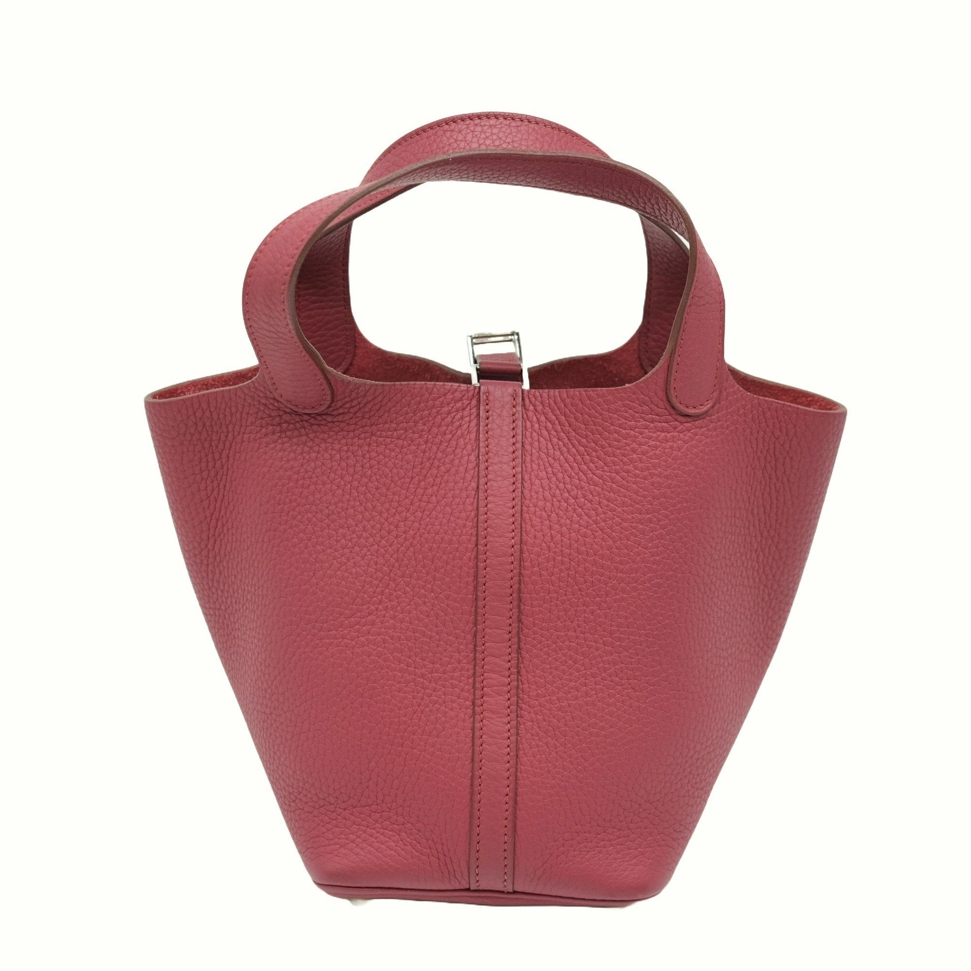 Hermes Rouge H Taurillon Clemence Leather Handbag Tote Bag (Pre-Owned)