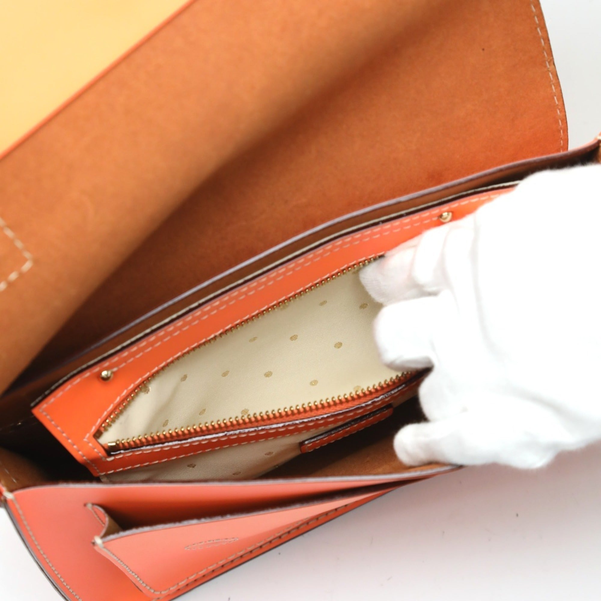Kate Spade Orange Leather Pochette Shoulder Bag (Pre-Owned)